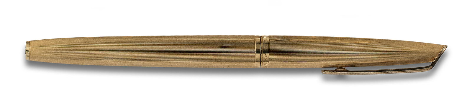 GOLD PLATED WATERMAN FOUNTAIN PEN: WATEMAN fountain pen, yellow gold plated fluted barrel, 18kt yellow gold nib. Cartridge loading system.
