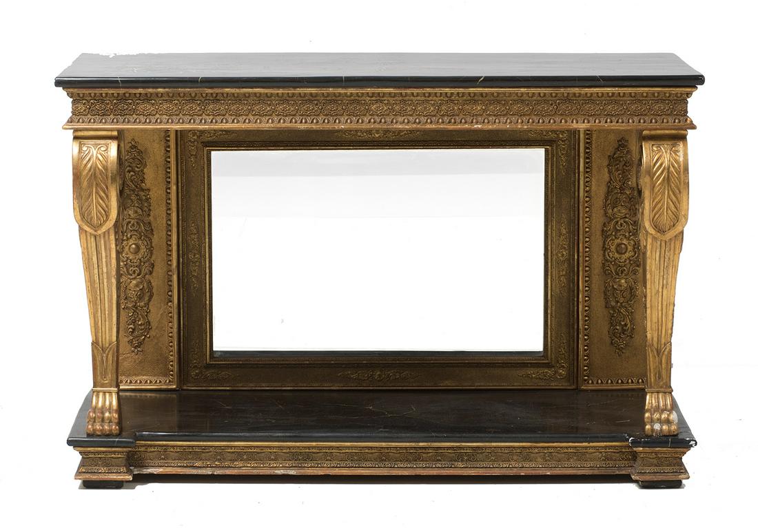 Console Empire style S XIX-XX in carved and gilded wood. (1 of 1)