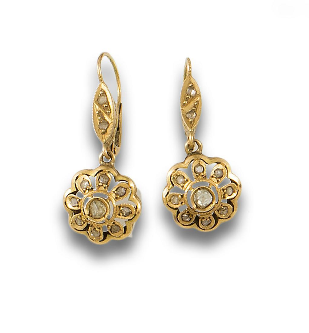 Late 19th century rosette earrings in 14 kt. yellow gold (1 of 1)