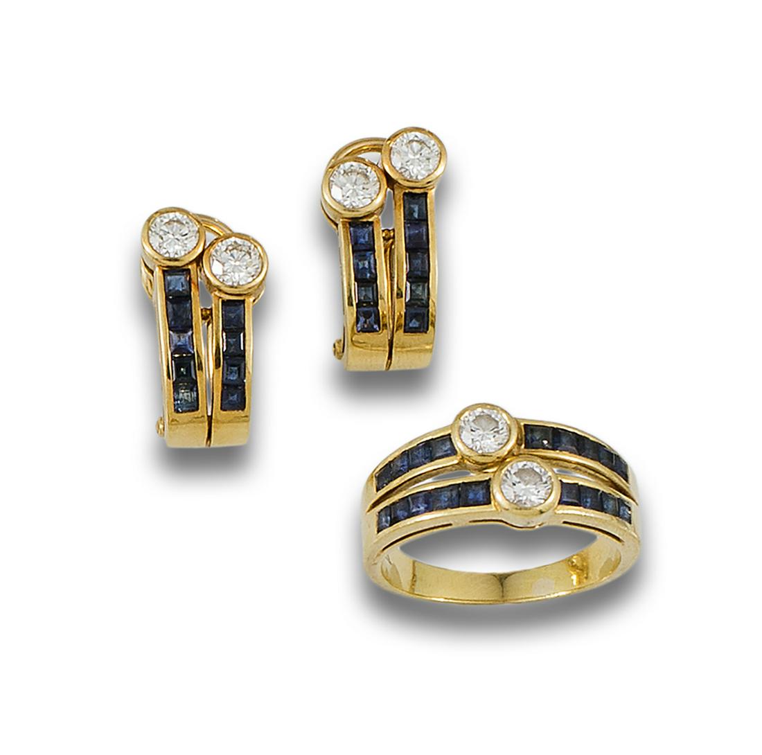 Set of 18kt white gold ring and half creole earrings. (1 of 1)