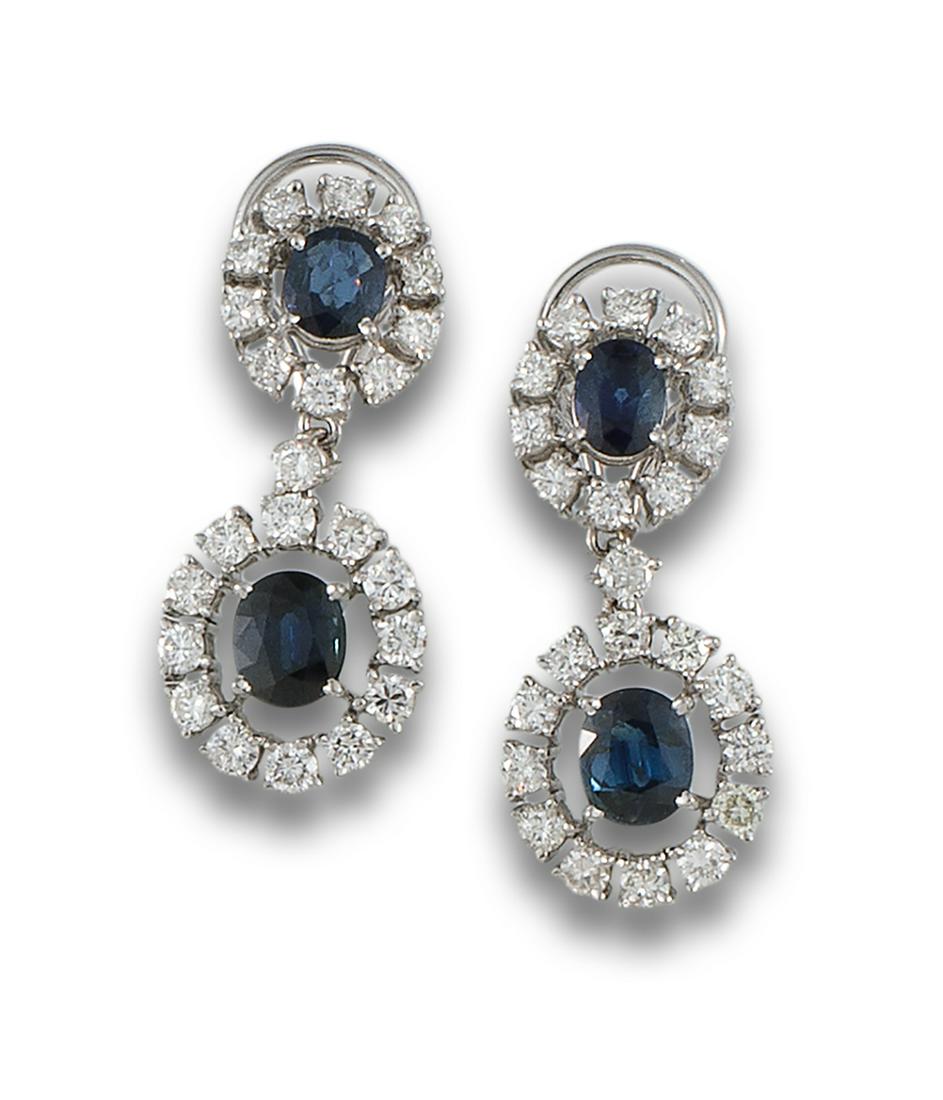 Long double rosette earrings in 18 kt. white gold. (1 of 1)