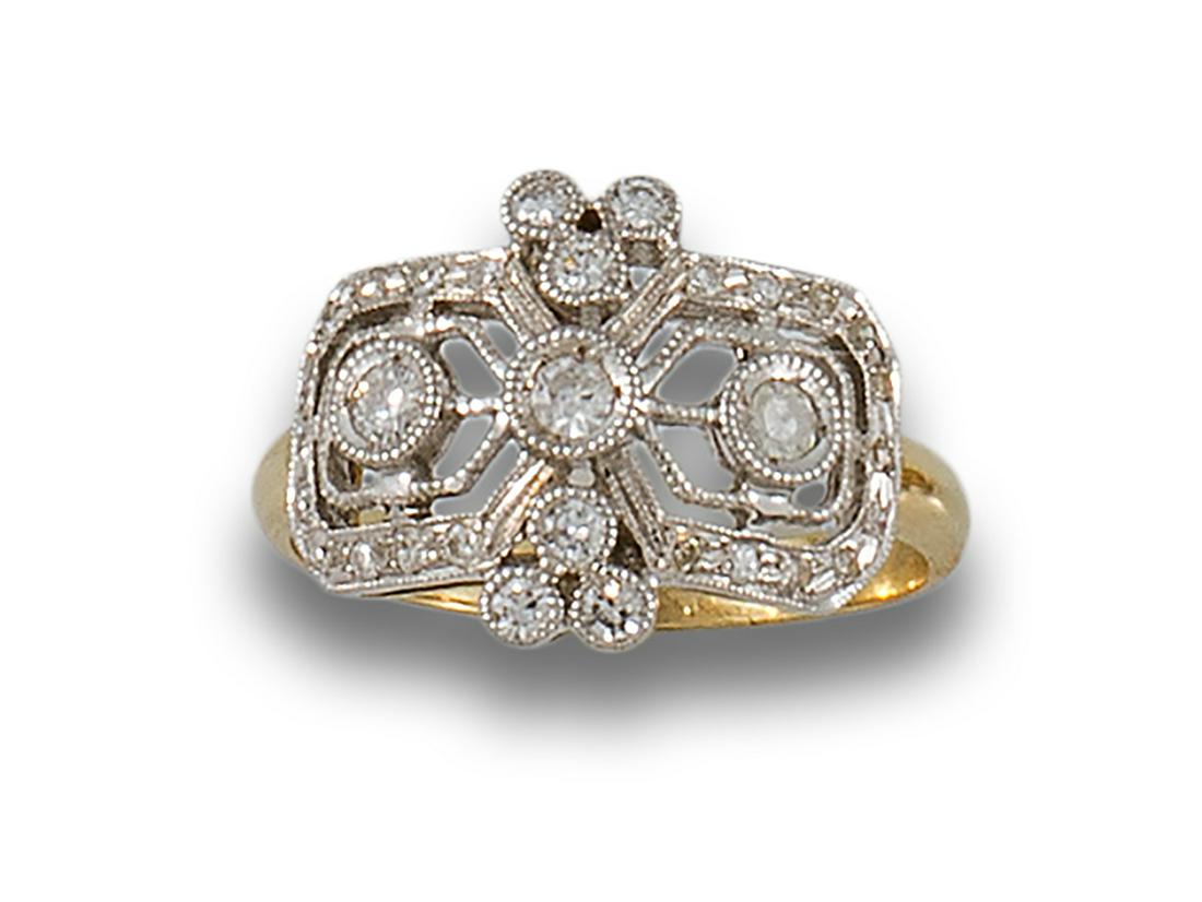 Art Deco ring in 18kt yellow gold and platinum (1 of 1)
