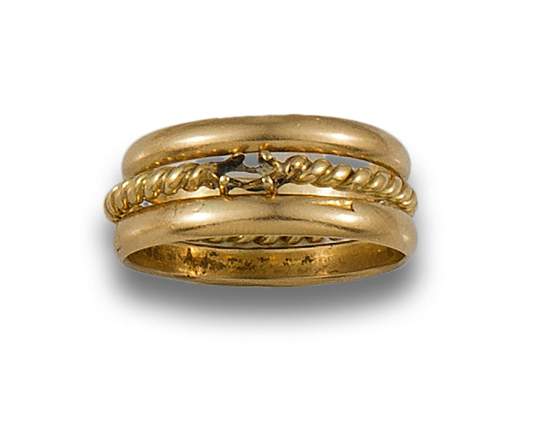 Lot consists of 2 alliances and a ring without stone 18kt yellow gold cord design (1 of 1)
