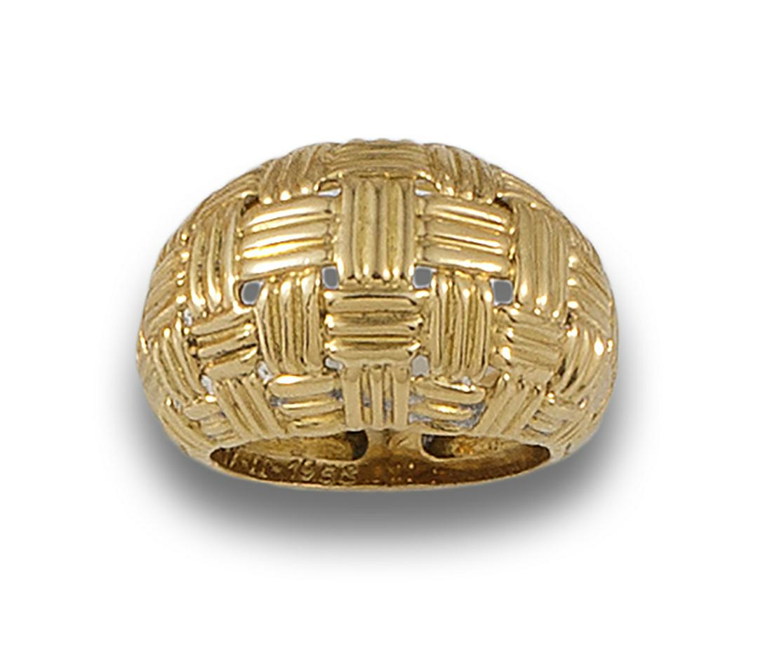 18kt yellow gold bombÃ© ring with openwork mount. (1 of 1)