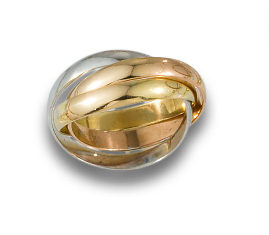 Ring signed LES MUST CARTIER, TRINITY model, in 18kt white, yellow and rose gold. (1 of 1)