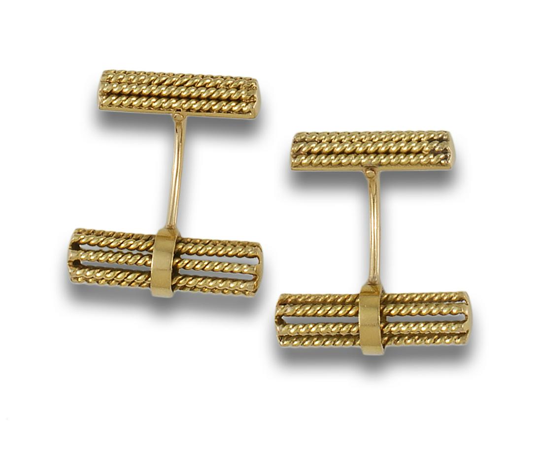 18kt yellow gold cufflinks in the shape of an openwork cartridge. (1 of 1)