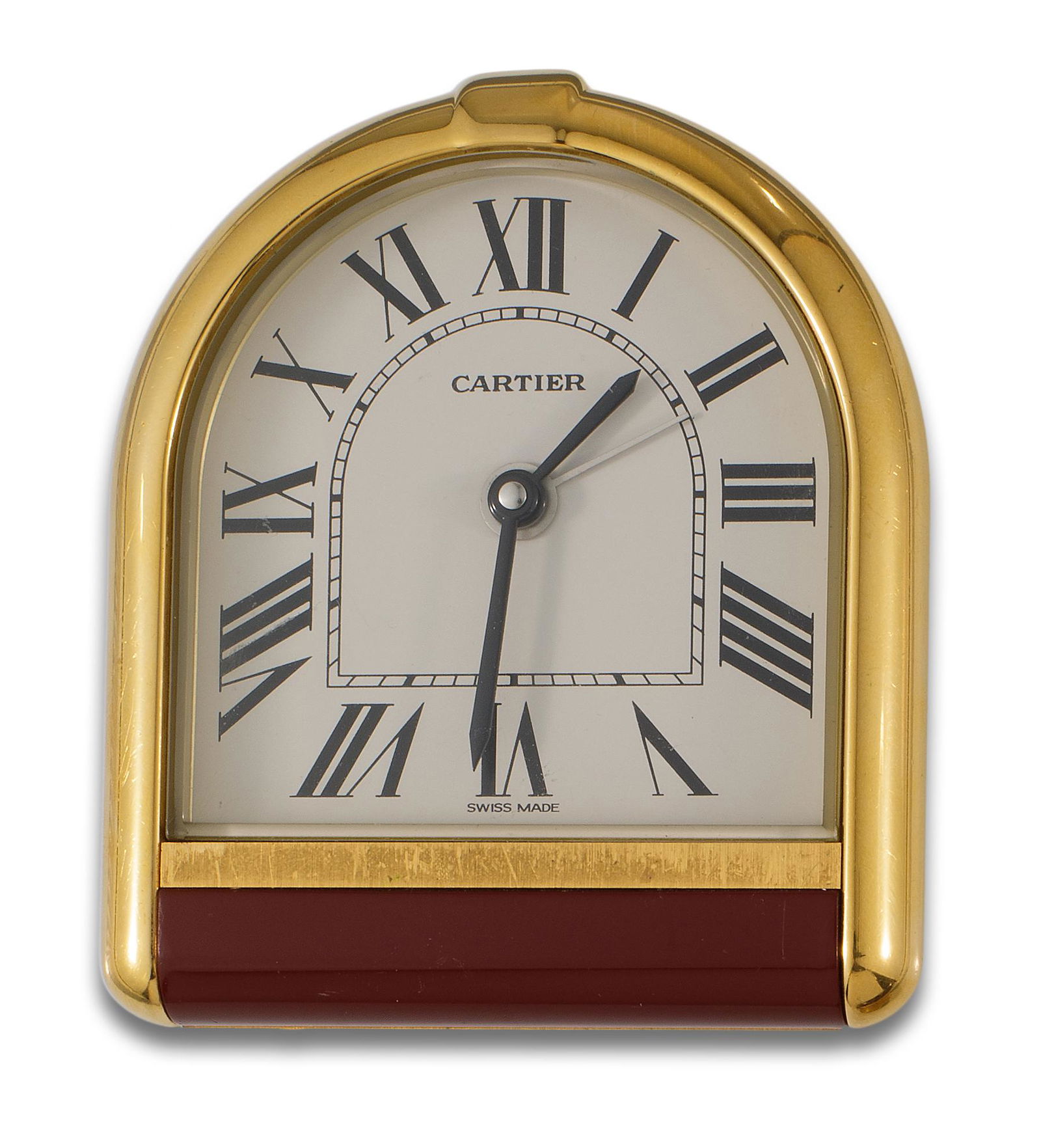 CARTIER alarm clock, quartz movement, metal case plated in 18 kt yellow gold (1 of 1)