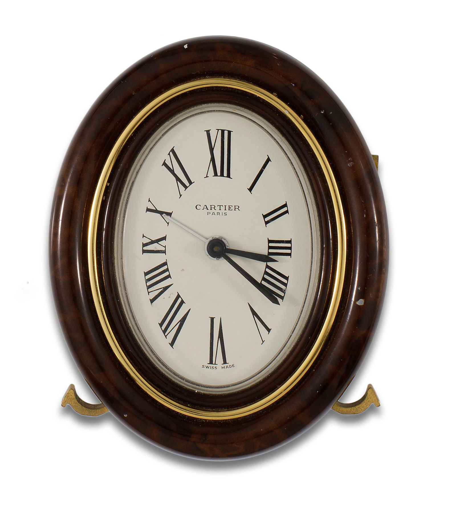 CARTIER alarm clock, quartz movement, gold metal case and resin. (1 of 1)