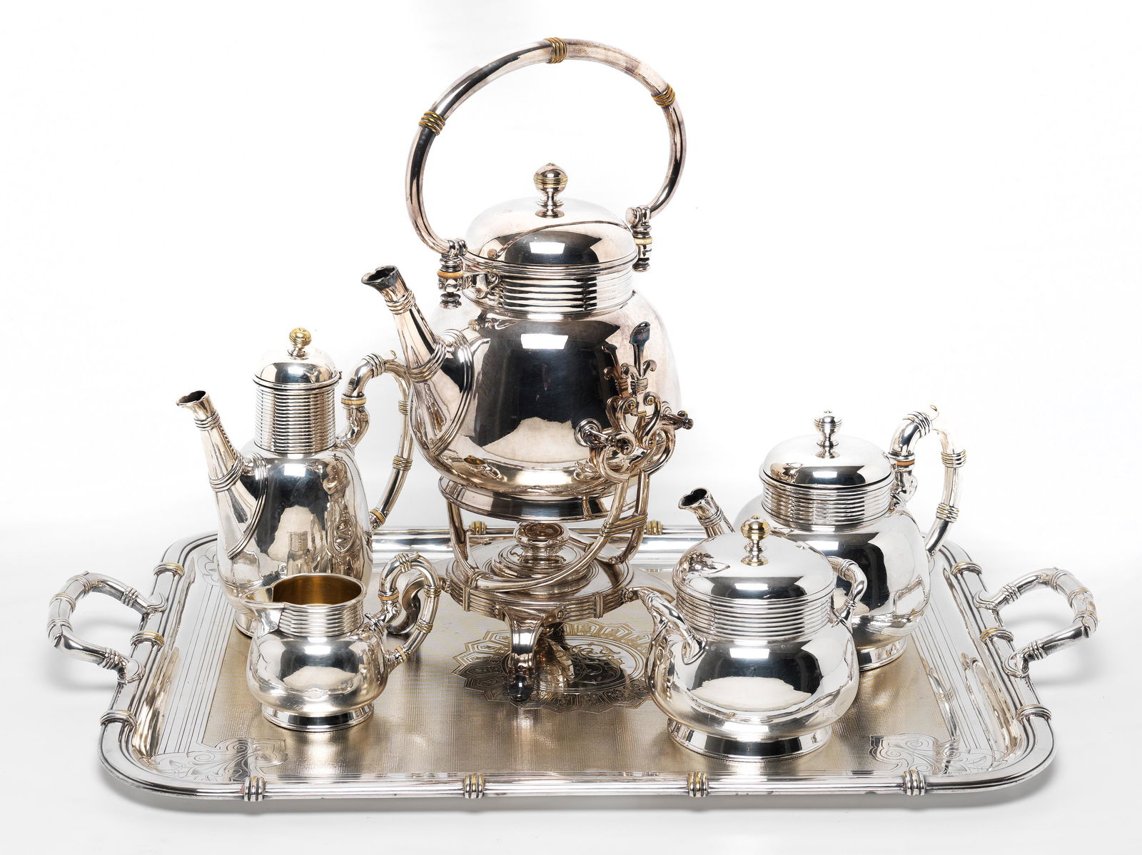 A silver plated metal coffee and tea set from the French house of Christofle with markings used (1 of 1)