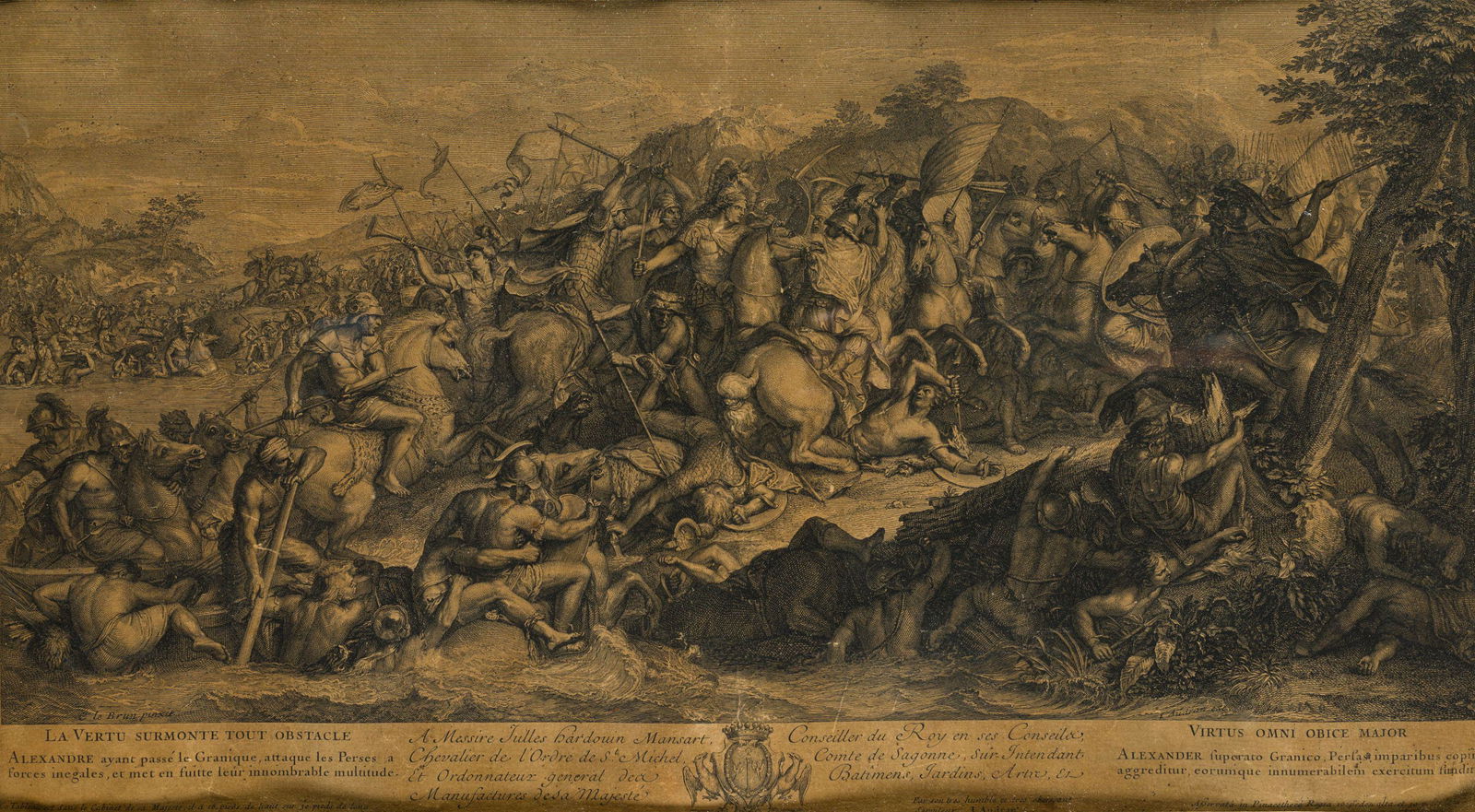 Engraving Plate signed. Engravings after the work of Le Brun. Belonging to the series on the Battles (1 of 1)