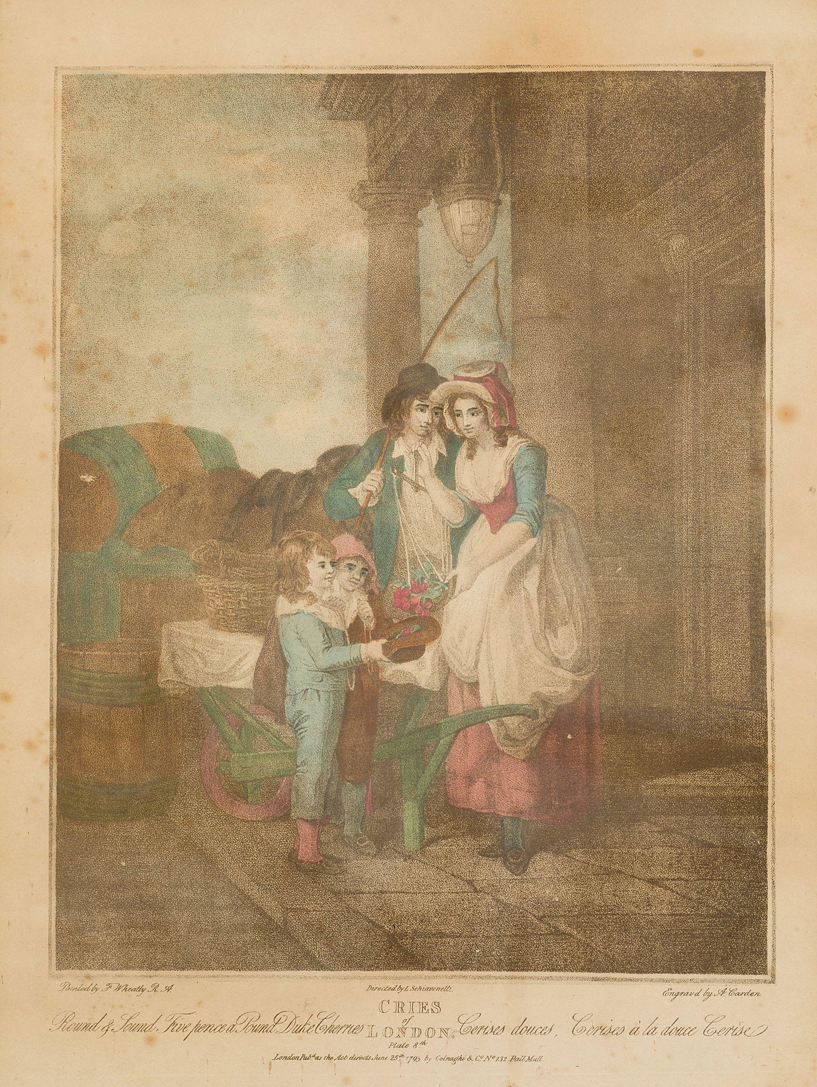 Thirteen hand-colored lithographs Lot of thirteen pieces of graphic work representing the cries and (1 of 3)