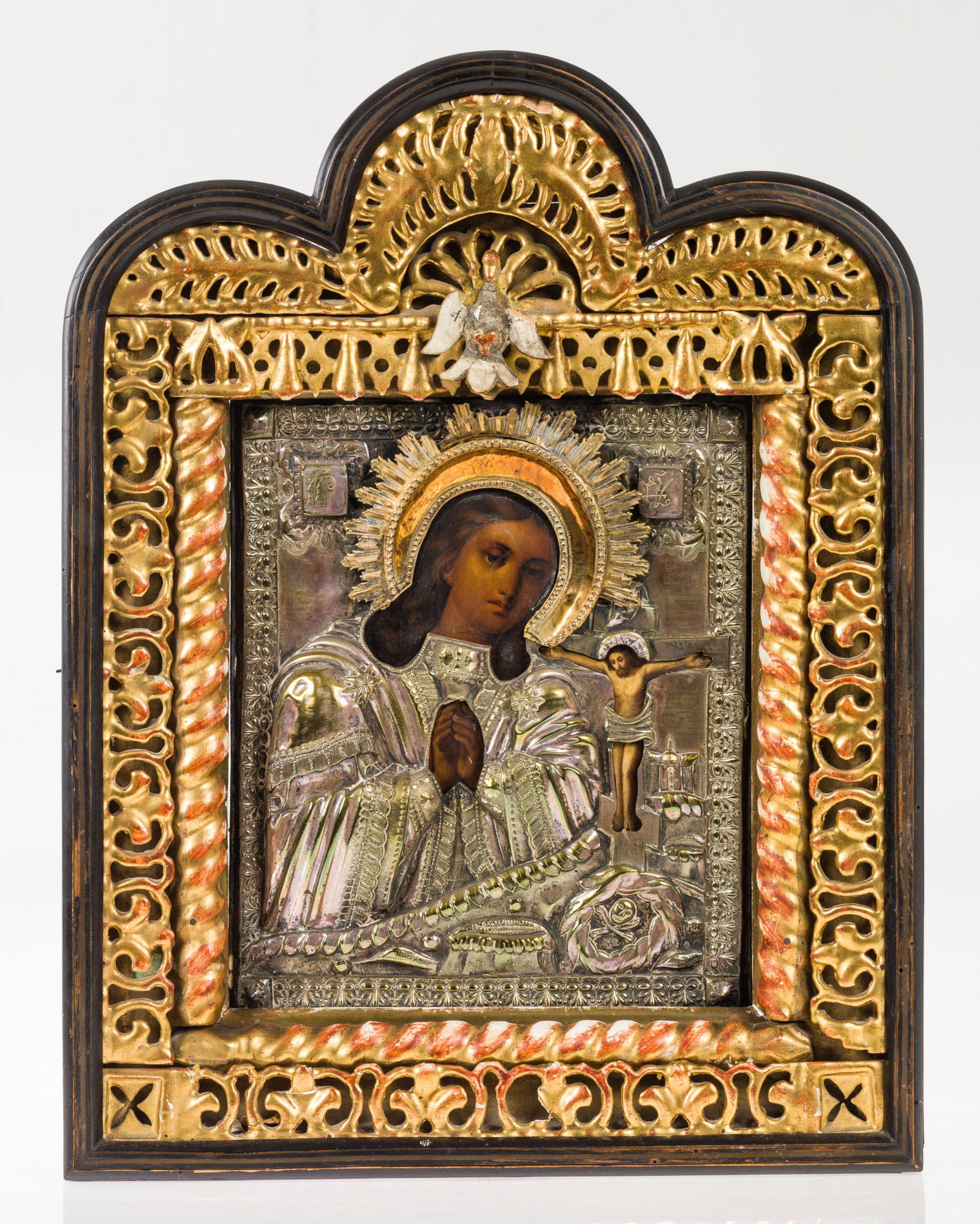 Tempera on panel. With silver metal rija. Carved and gilt wood frame. Measurements set: 57 x 41 cm. (1 of 1)