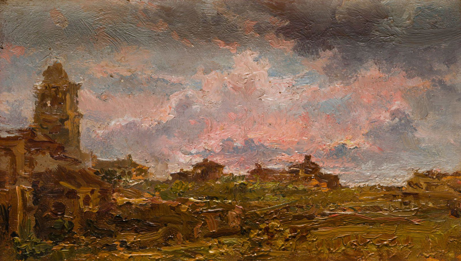 Oil on panel Painted on a box of wood from Tabacos de Manila. With the stamp on the back of the (1 of 1)