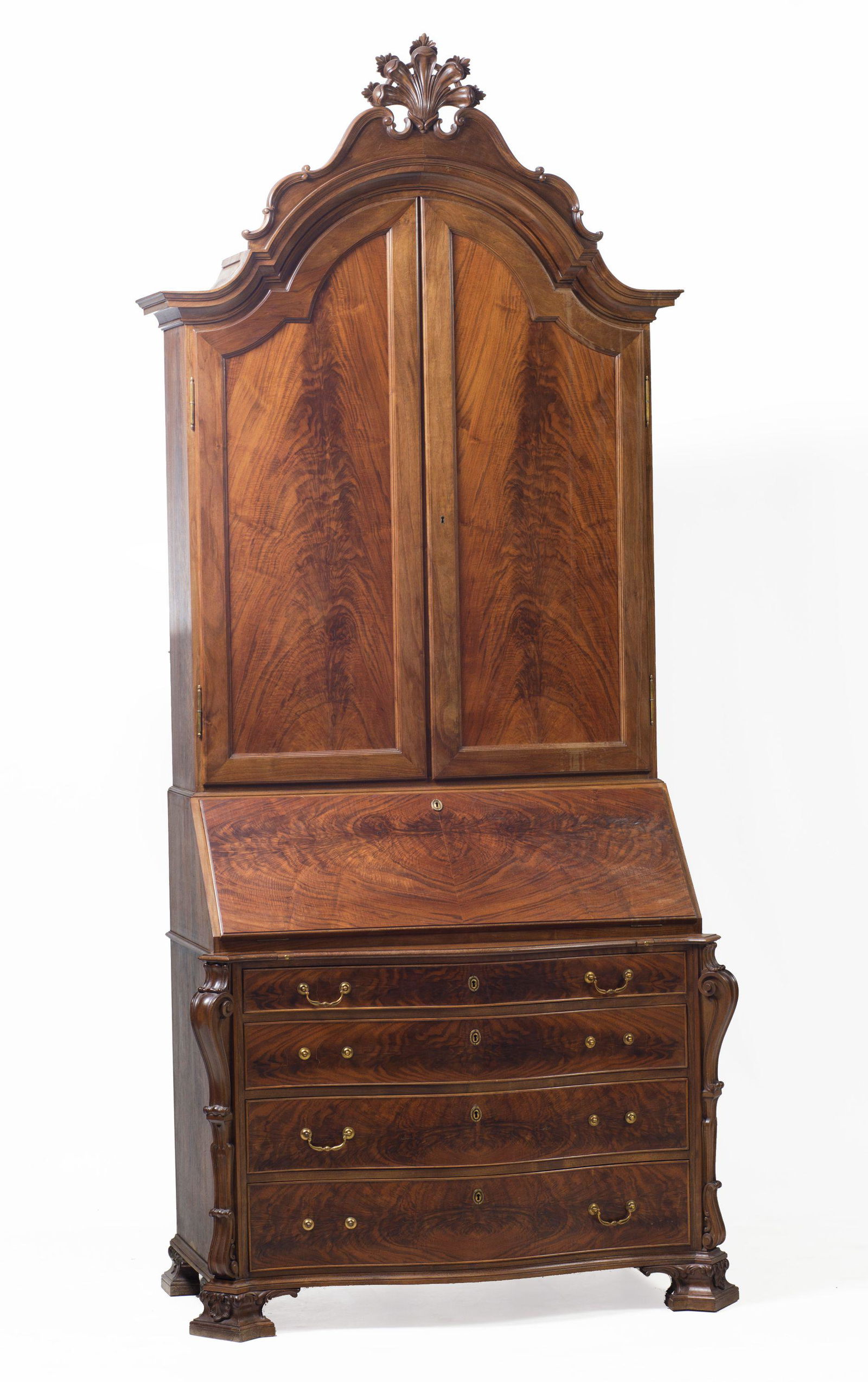 Walnut root veneered front, compartmentalized interior with drawers, shelves and central chapel (1 of 1)