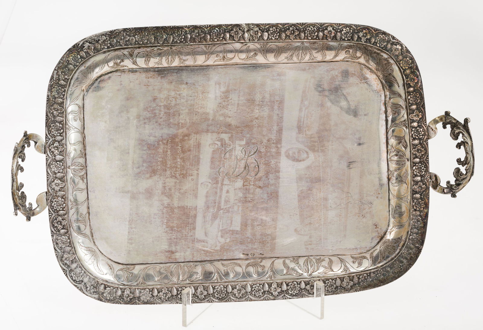 Unlocated locality marks. Eave decorated with flowers and pineapples. Initials "BR" are engraved on (1 of 1)