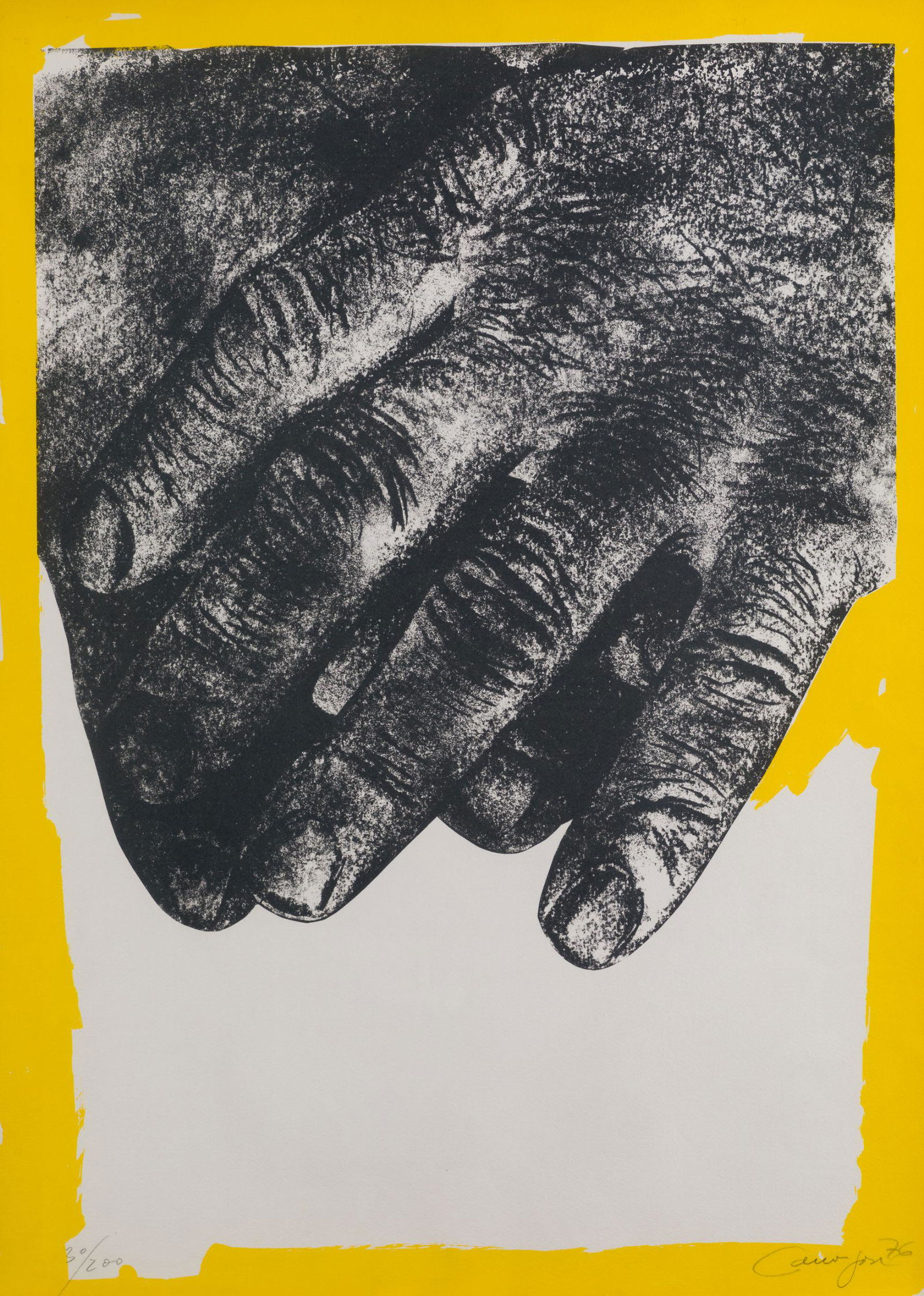 RAFAEL CANOGAR Toledo (1935) "Composition with hands(66)", 1976: Serigraph on paper Signed and justified 30/200 in pencil at the bottom. o Publisher: Guadalimar. Art Magazine. Madrid. oPrinter: José Jiménez. Madrid. oWork referenced in the artist's online