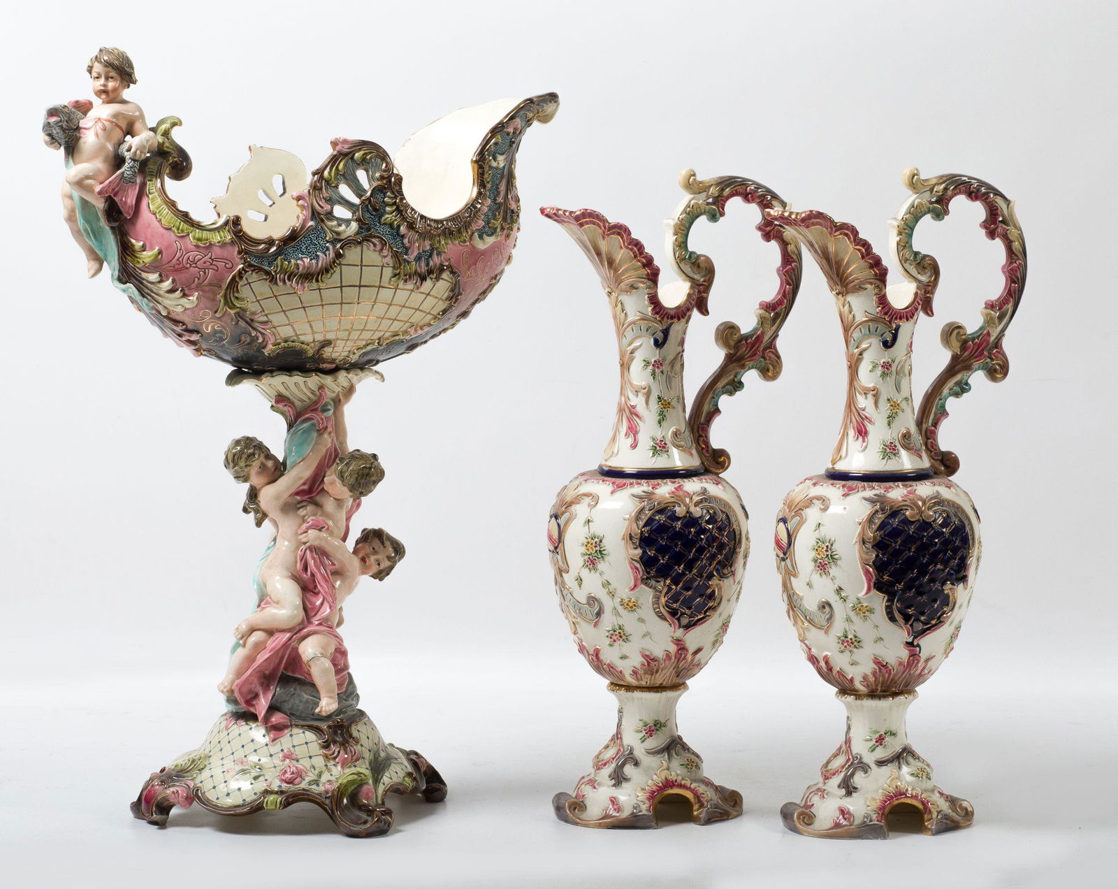 Enameled earthenware center following models from the 19th century (1 of 1)