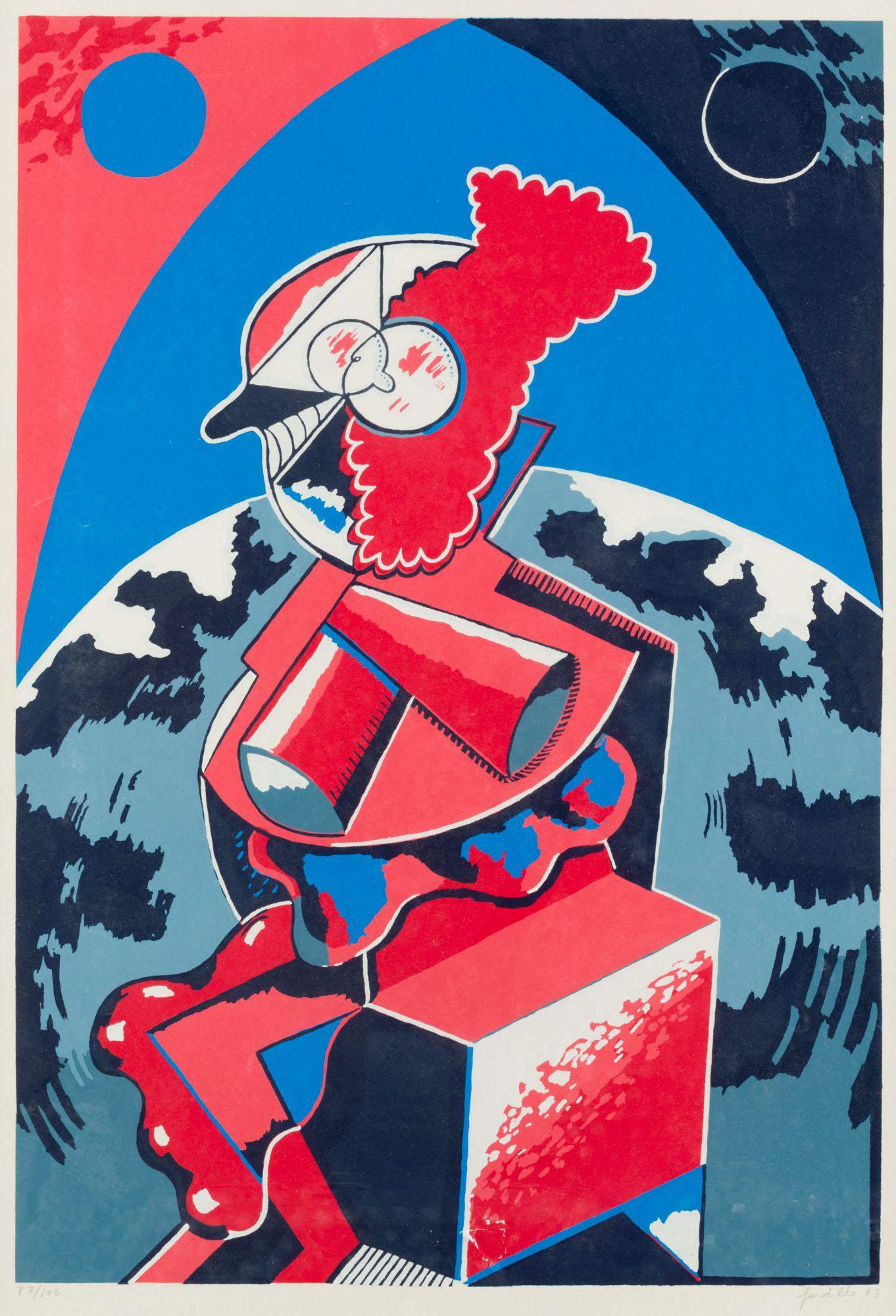 LUIS GORDILLO Seville (1934) "Untitled", 1973: Screenprint on paper Signed, dated and justified in pencil 87/100 at the bottom Measurements: 70 x 49 cm