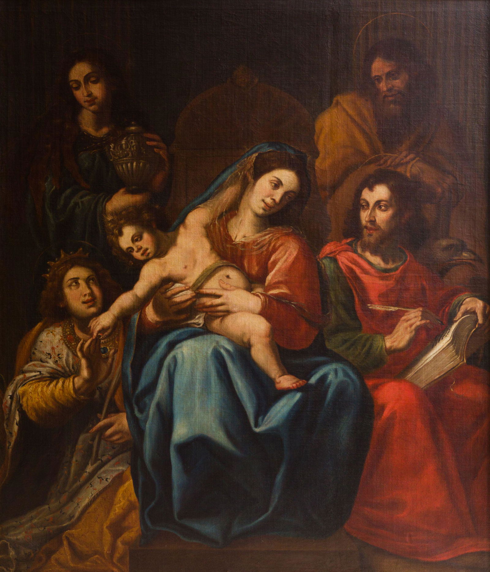 SPANISH SCHOOL (17th century / 18th century) "Holy Family": Oil on canvas Copy of the original work by Vicente Carducho (15786-1638) painted around 1630-38 (oil canvas, 164 x 146 cm) that appeared in sale at Ansorena Auctions (Auction 410, lot 524, May 2021).