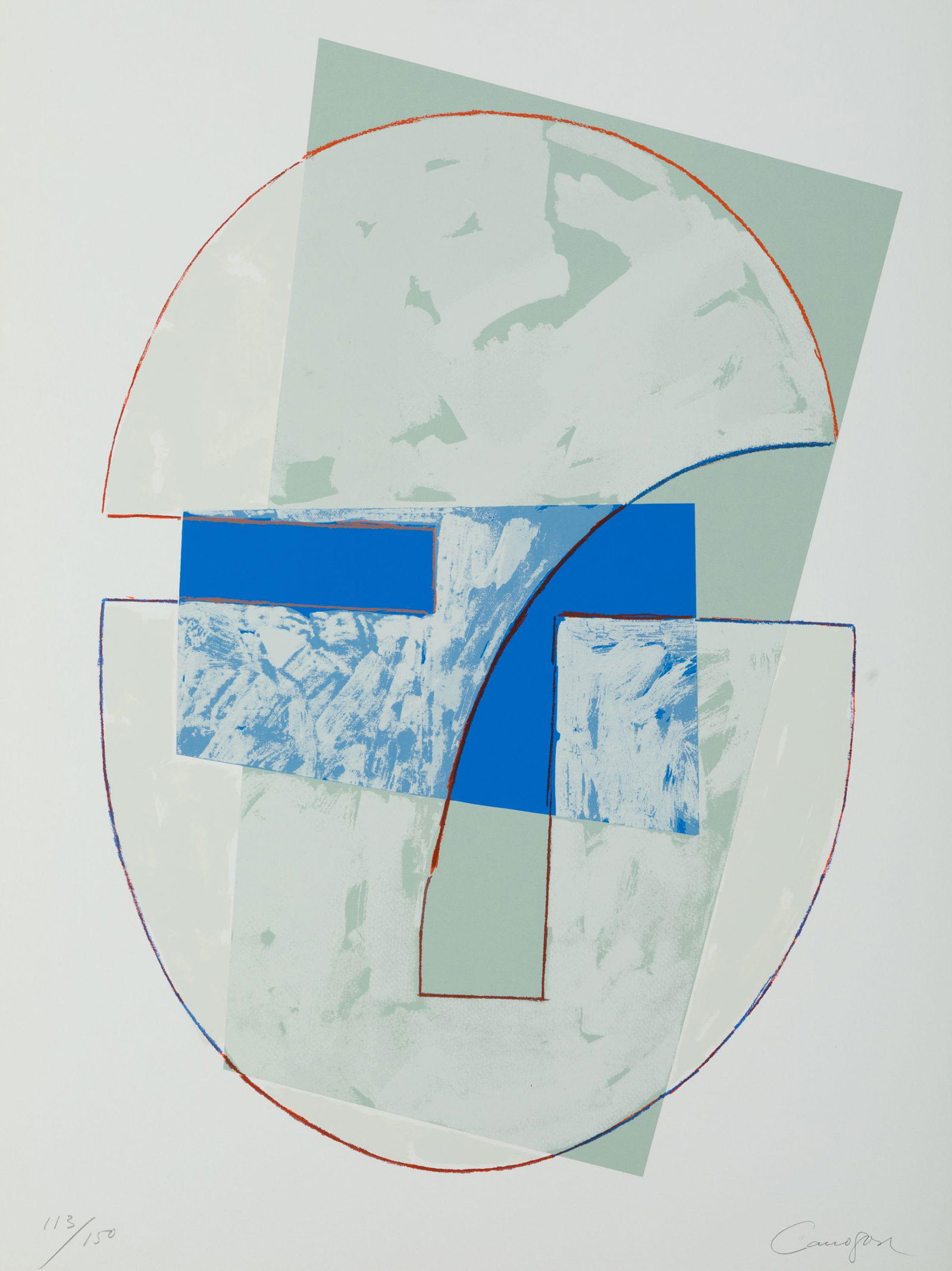 RAFAEL CANOGAR Toledo (1935) "Head": Serigraphy on paper Signed in pencil and justified 113/150 at the bottom. Work made for the portfolio of LÃ¡piz magazine with works by Arroyo, Bilbao, Canogar, Gordillo, Guerrero and Nagel. Printed