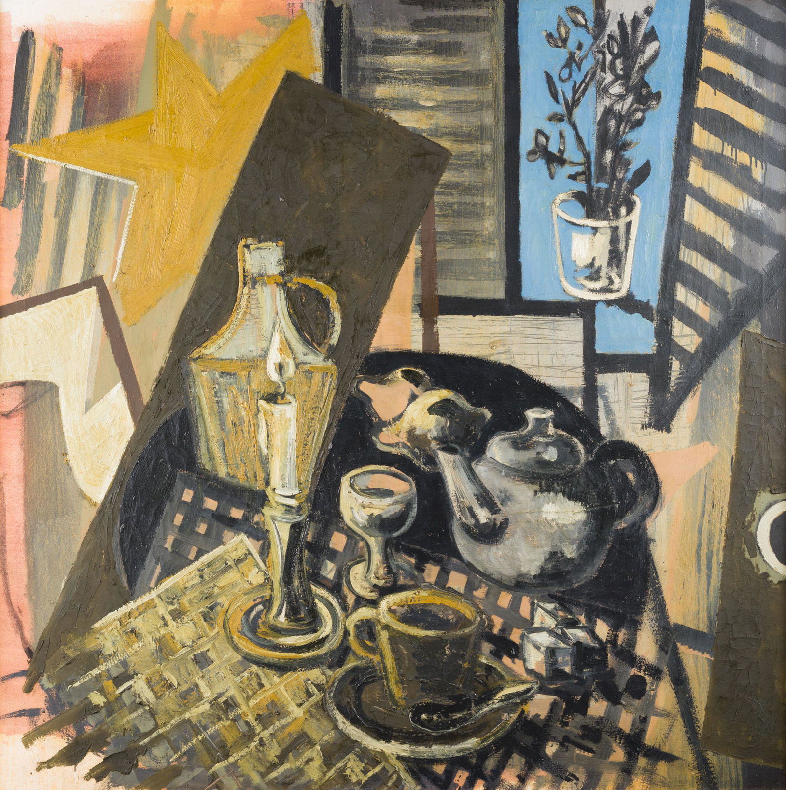 MIGUEL ANGEL CAMPANO Madrid (1948) / (2018) "Still life (NM86)", 1988: Oil on canvas Titled and dated on the back Measurements: 130 x 130 cm