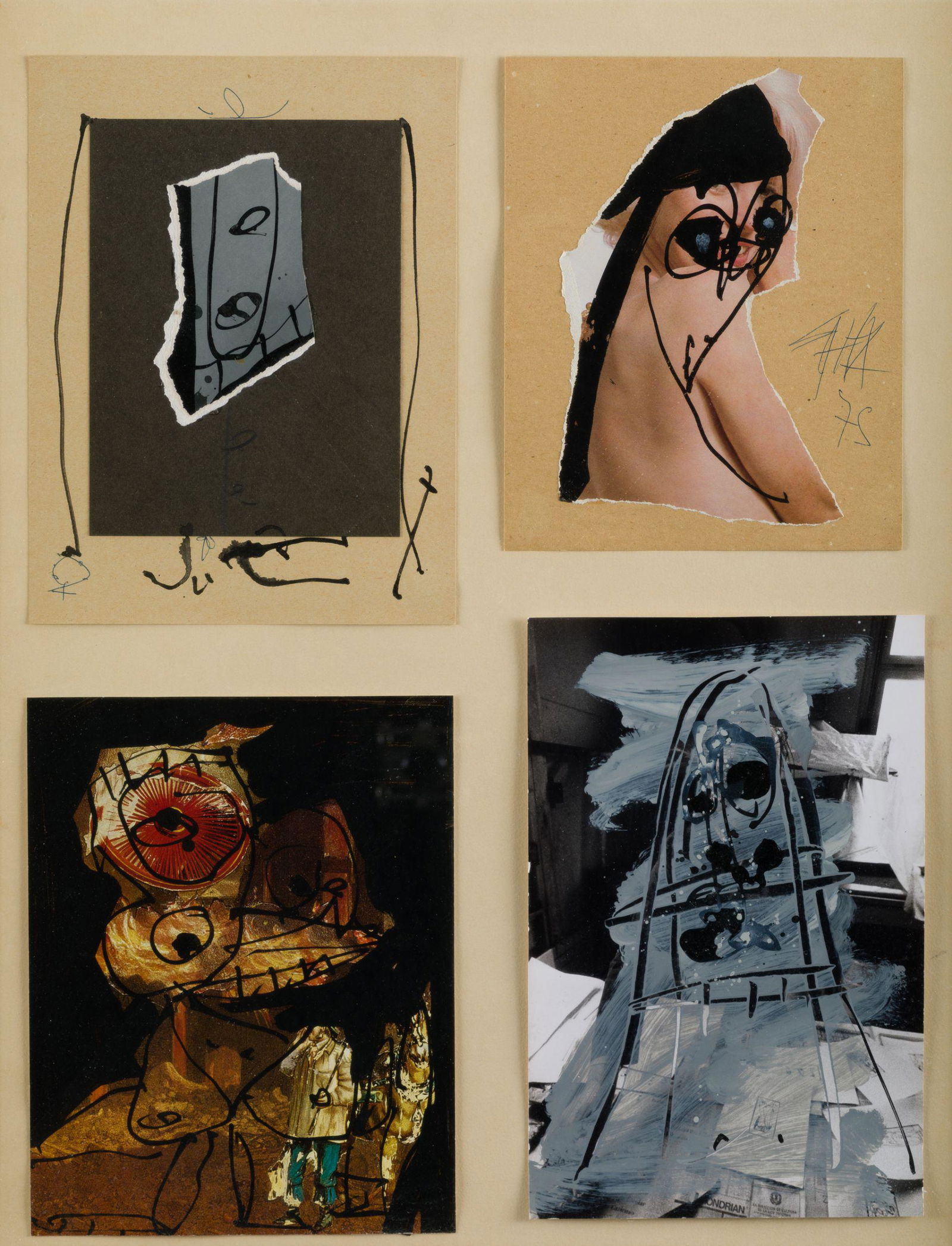 ANTONIO SAURA Huesca (1930) / Cuenca (1998) "Montage", 1975: Mixed technique and collage on paper One of the images signed and dated on the side. On the back, labels from the GÃ³mez Turu and GÃ©nesis gallery, both in Barcelona, â€‹â€‹and from the