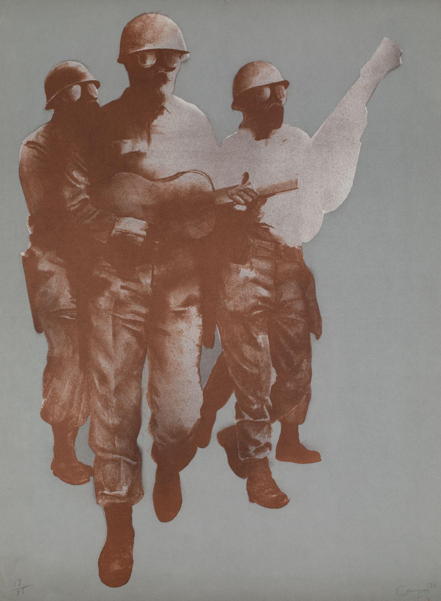 RAFAEL CANOGAR Toledo (1935) "The Musician Soldiers", 1972: Lithograph and photolithography Signed, dated and justified in pencil in the lower part 17/75 Edition of 75 copies + 20th centuryV with color variant, edited and printed by PolÃ­grafa, Barcelona. Re