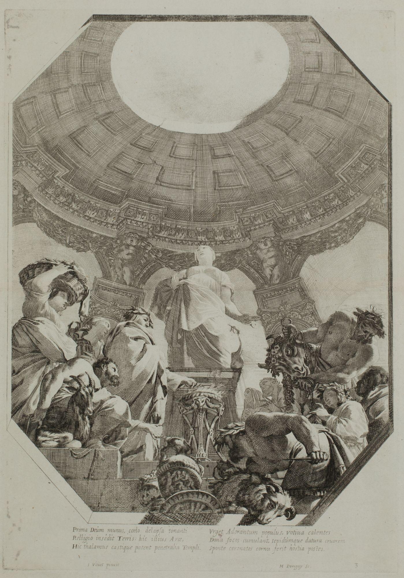 MICHEL DORIGNY Saint Quentin, France (1616) / Paris, France (1665) "Vesta": Copper engraving Plate signed: "S.Vouet pinxit M. Dorigny fe." Measurements: Footprint: 41 x 29 cm; paper: 46.5 x 32 cm
