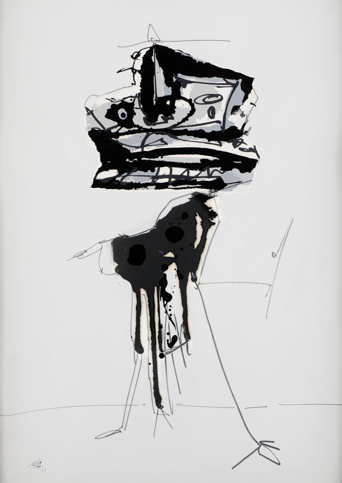 ANTONIO SAURA Huesca (1930) / Cuenca (1998) "Lady", 1971: Mixed technique and collage on paper. Signed and dated in the lower left corner. Work referenced in the archives of the Saura Estate with the number S-1996. Measurements: 70 x 50 cm