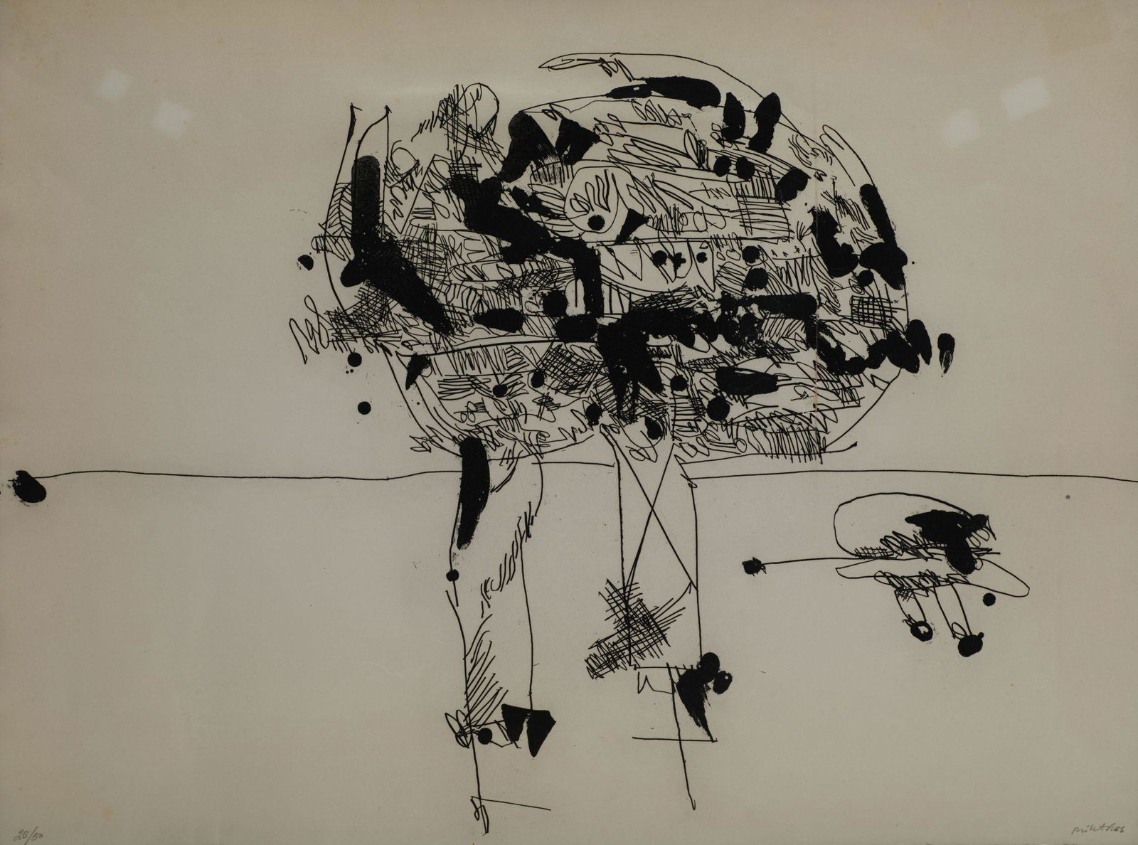 MANUEL MILLARES Las Palmas de Gran C (1926) / Madrid (1972) "Anthropofauna", 1970: Etching on paper Signed and justified in pencil on the lower part 25/50. Bibliography: Alfono de la Torre, "Manolo Millares graphic work 1959-1972, Raonado Catalog", Ed. Museum of contemporary Spanish