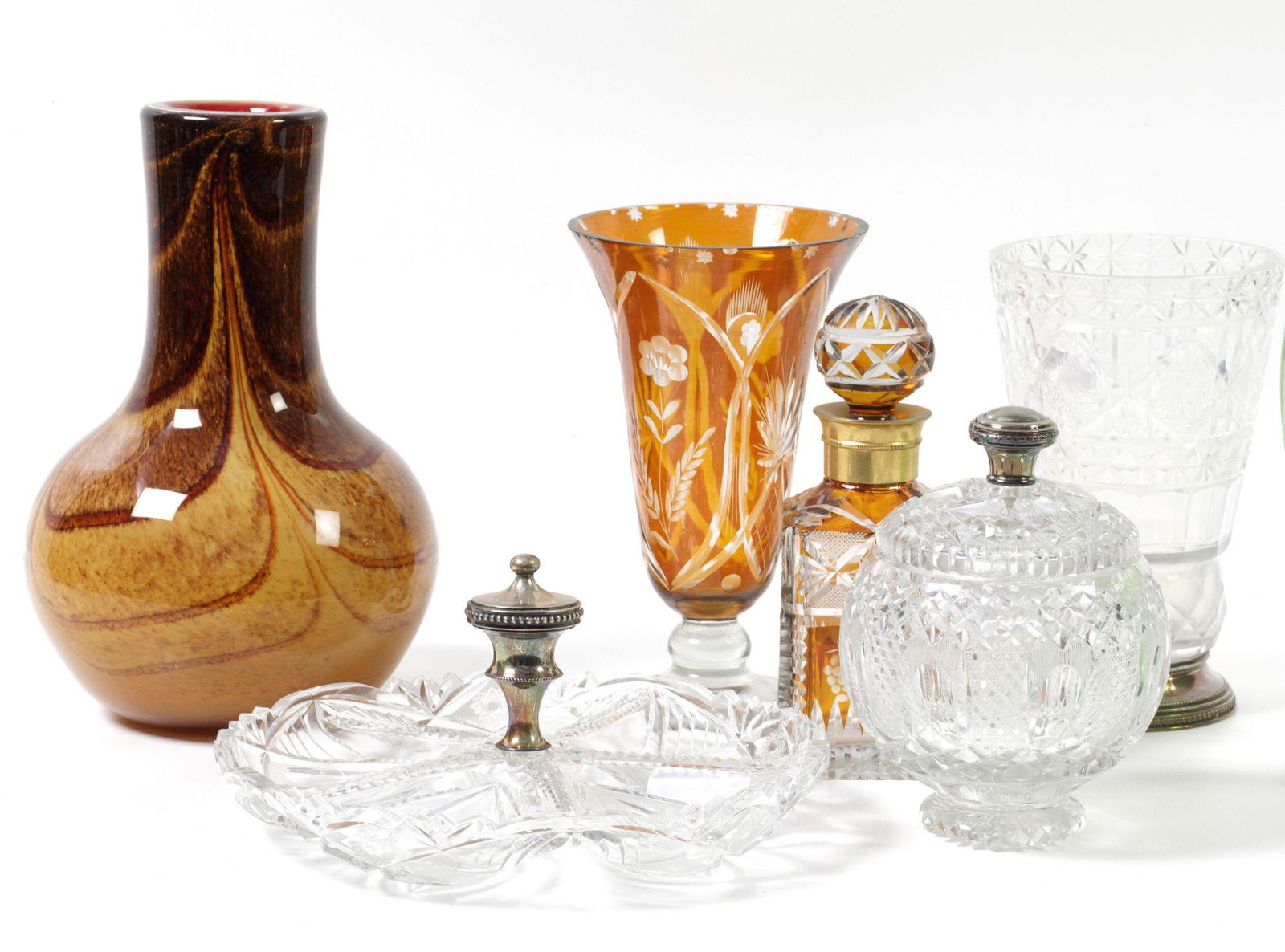 Five pieces of cut glass, 20th century (1 of 1)