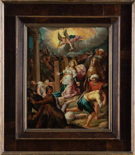 FLEMISH SCHOOL (17th century) "Martyrdom of Saint Catherine of Alexandria": Oil on copper. Measurements: 35 x 28 cm.