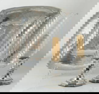 Baccarat crystal and silver metal candlesticks from Christofle, France, 20th century: Marks. Measurements: 42 cm