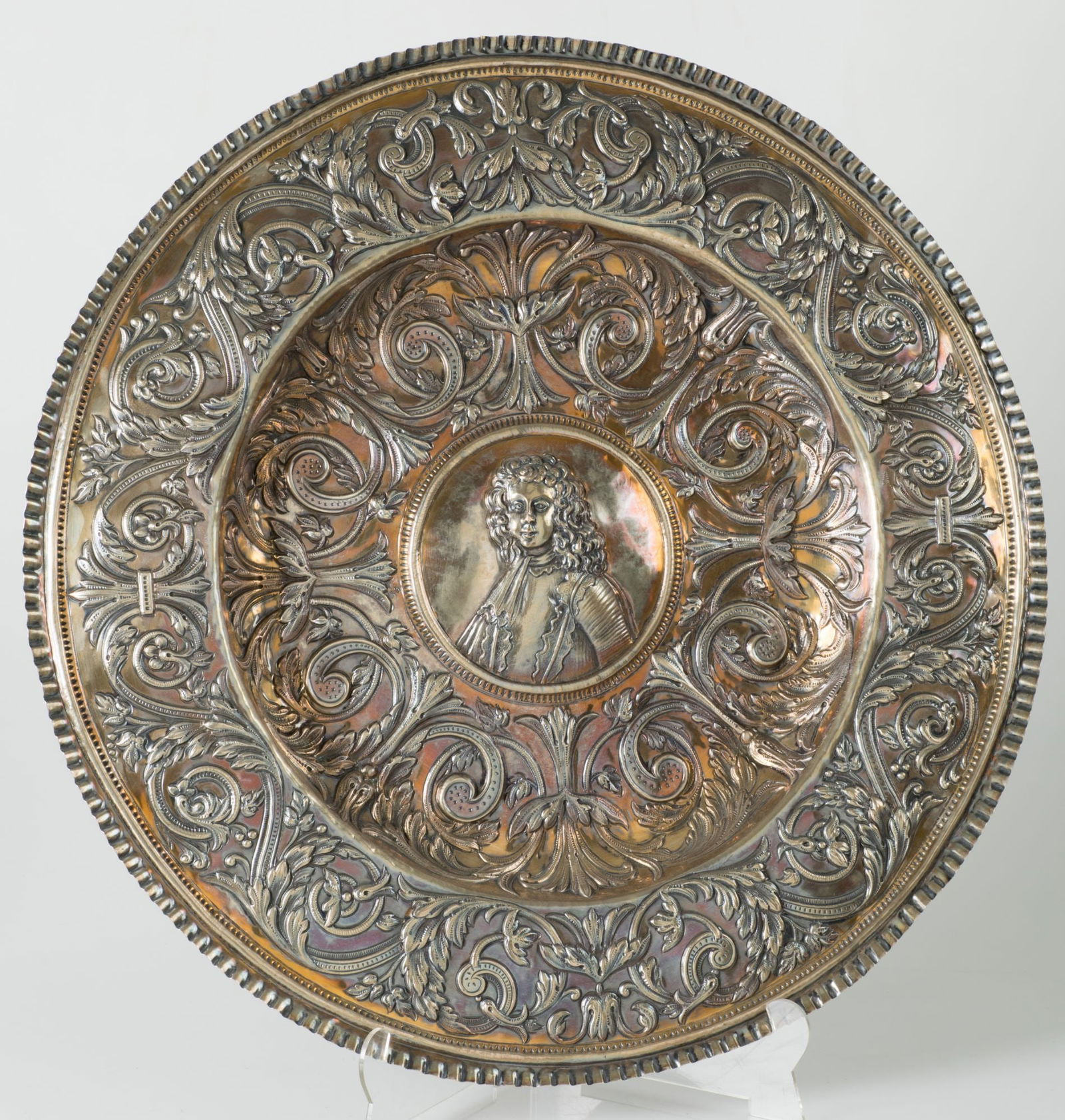 Large circular silver tray following old models, Spain, late 19th century - early 20th century (1 of 1)