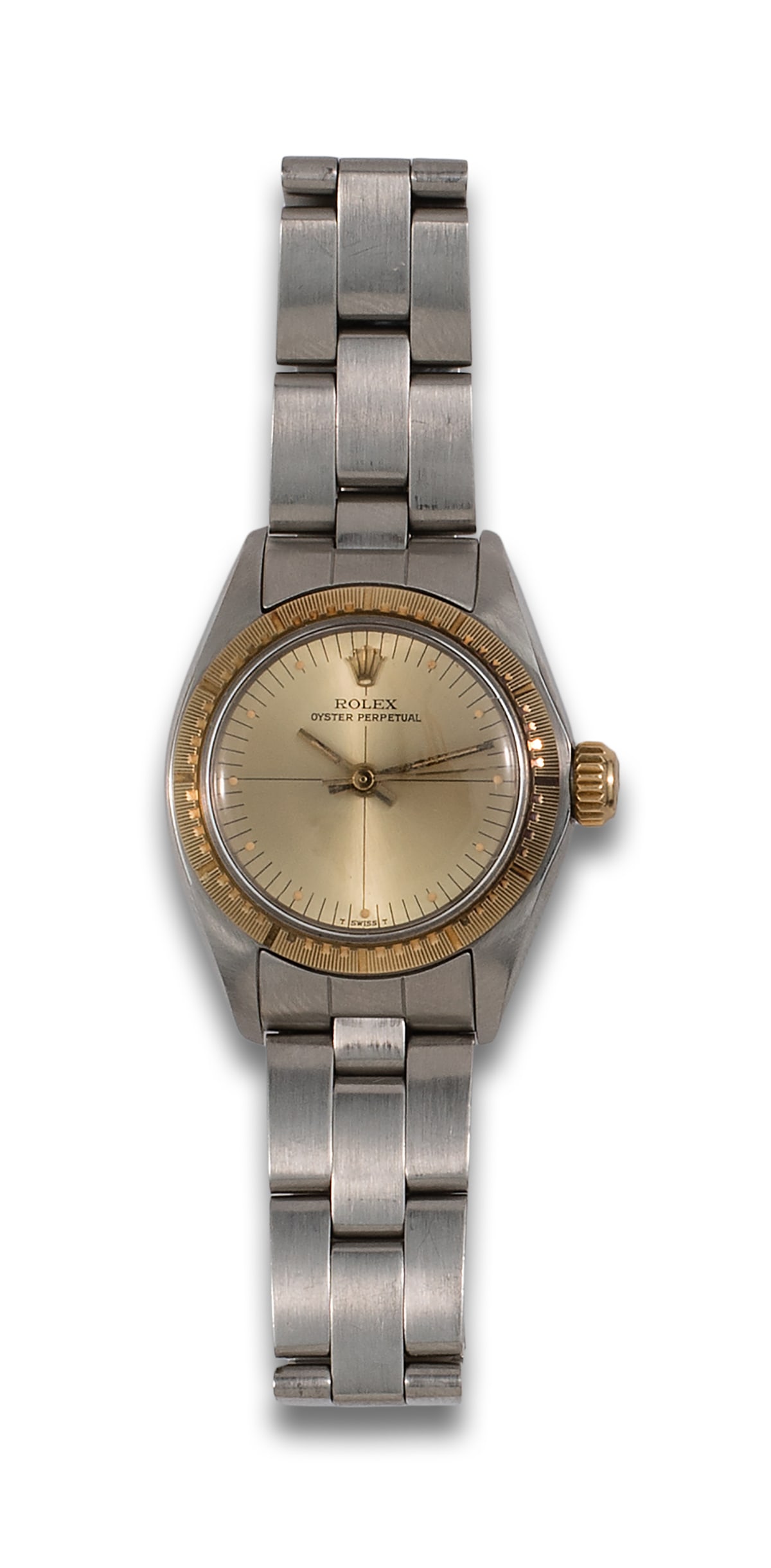 ROLEX OYSTER PERPETUAL WRISTWATCH FOR WOMEN IN STEEL AND YELLOW GOLD BEZEL (1 of 1)