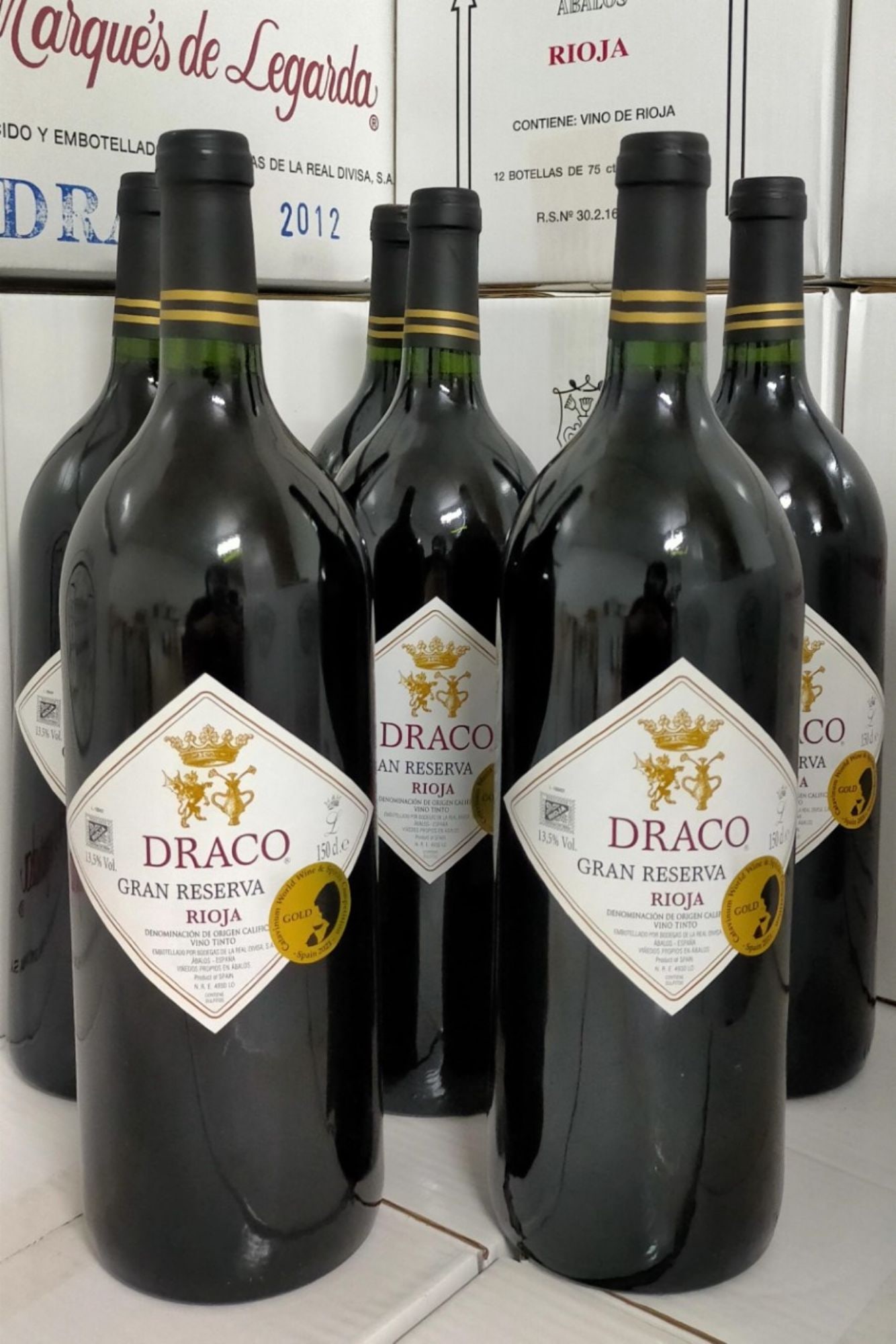 6 magnum bottles (1.5 liters) of Draco Gran Reserva 2006.: Wine of high expression. Catavinum World Wine & Spirits Competition Gold Medal.