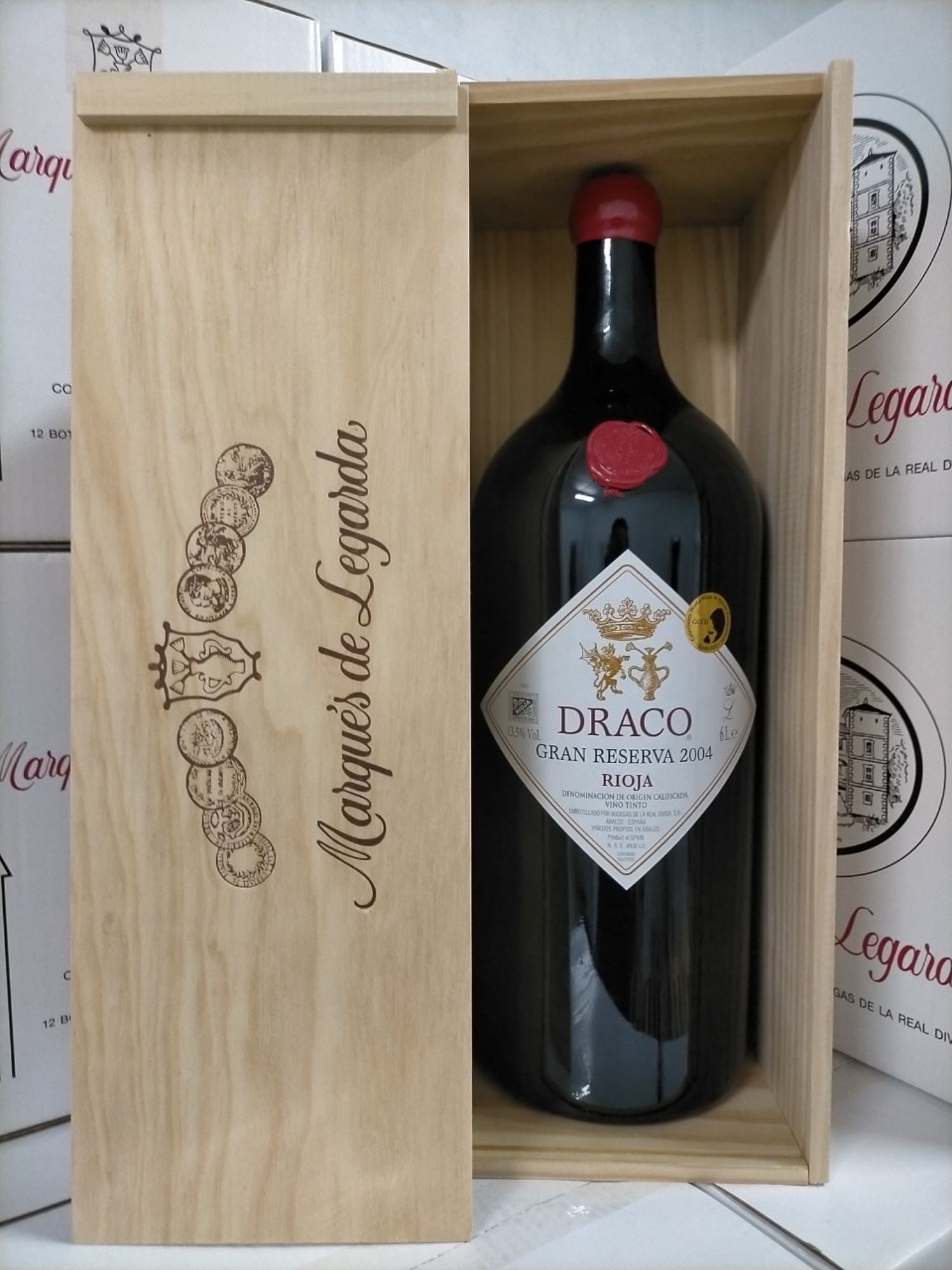 Imperial bottle (6 liters) of Draco Gran Reserva 2004 Rioja Tinto.: Catavinum World Wine & Spirits Competition Gold Medal