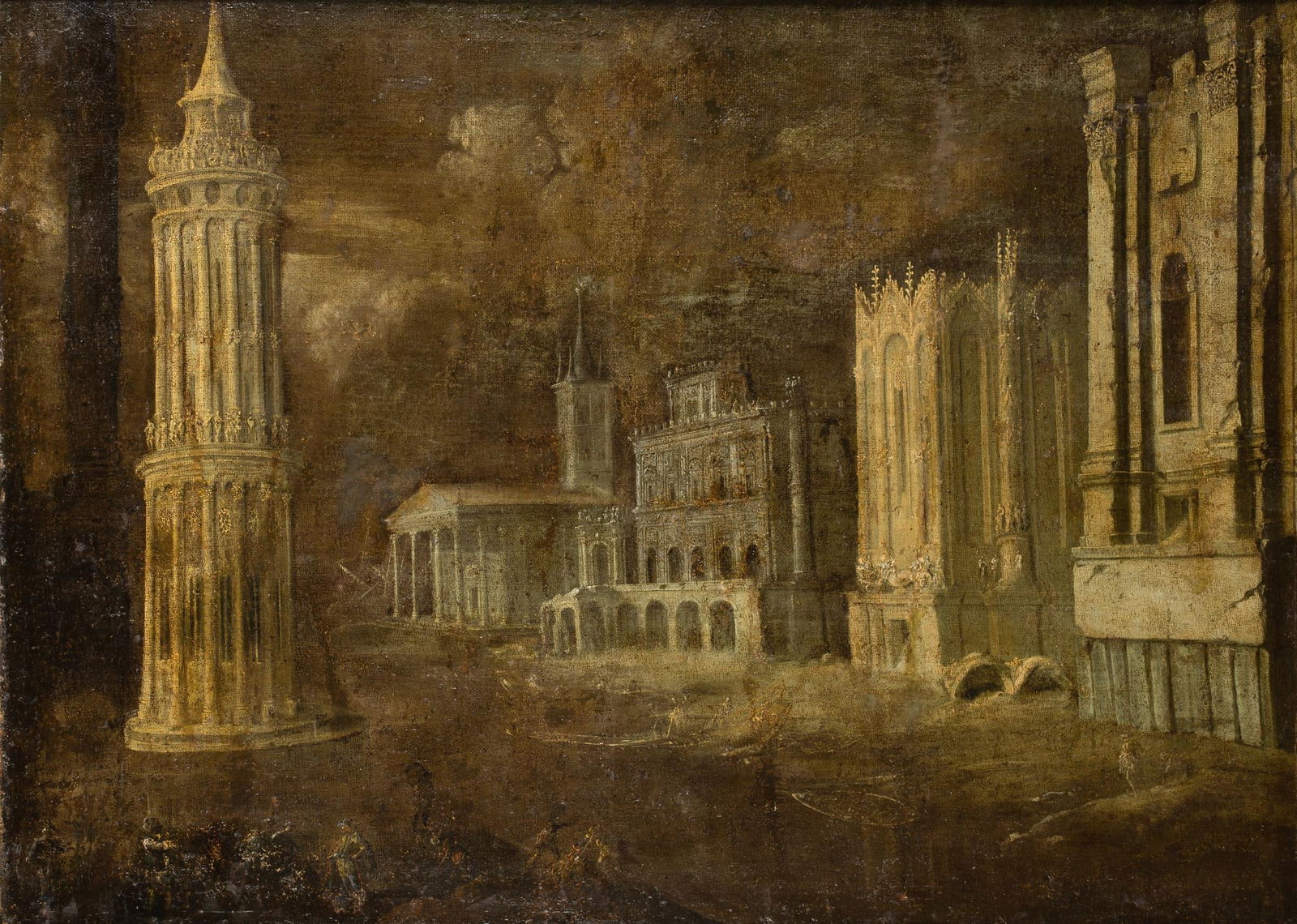 FRANÇOIS DE NOME CALLED "MONSU DESIDERIO" (Metz, France, c. 1593 - Naples, Italy, c. 1644) "Port (1 of 1)