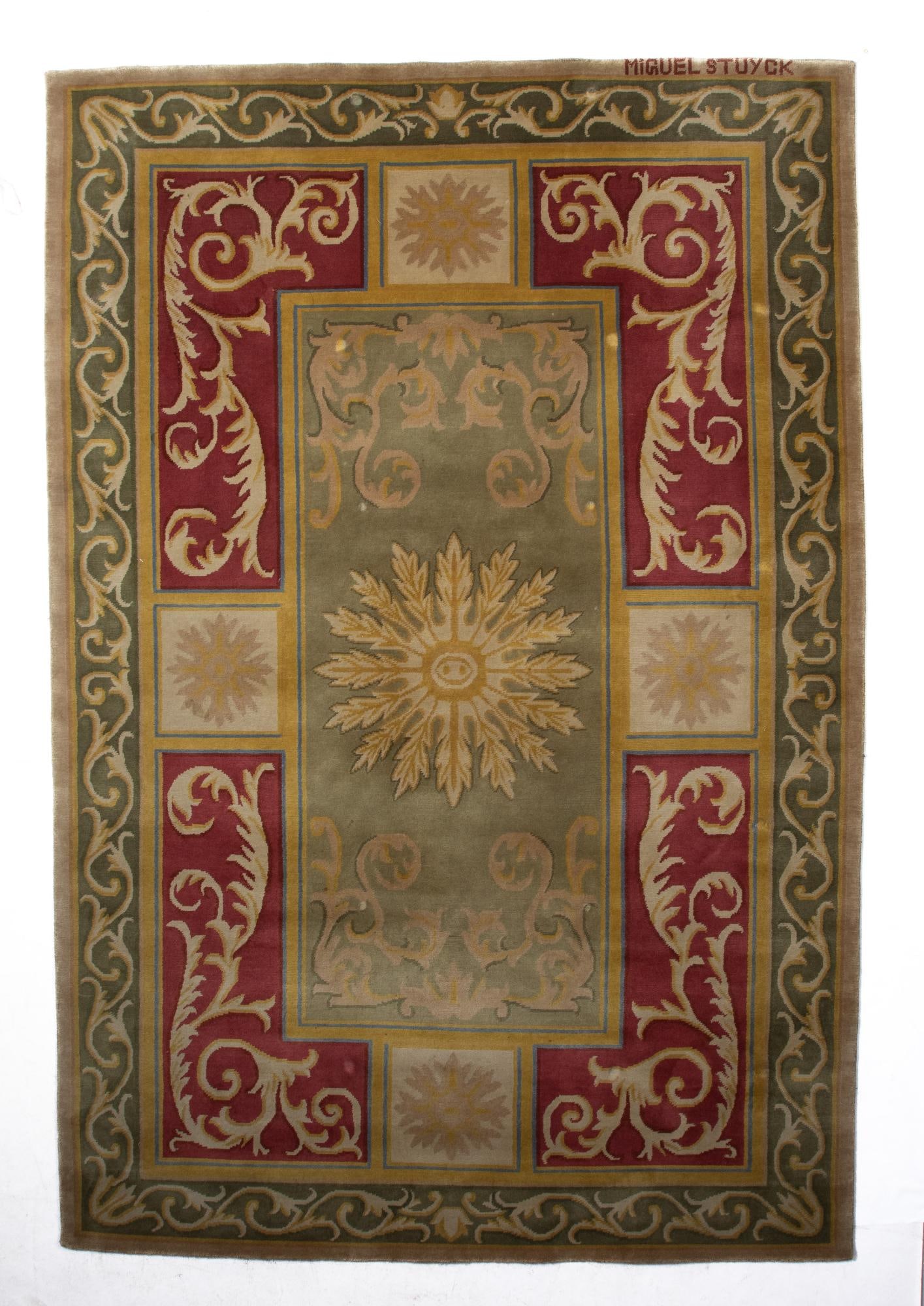 Elizabethan style hand-knotted wool rug, signed Miguel Stuyck, Spain, 20th century (1 of 1)
