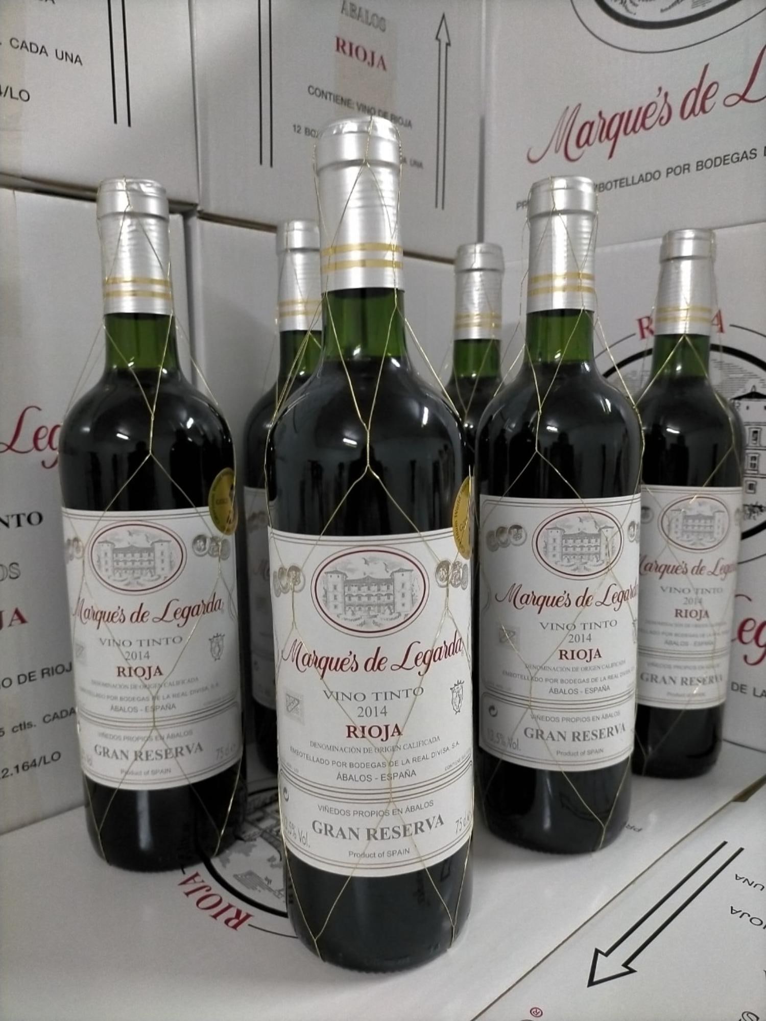 Box of 6 0.75 litre bottles of Marques de Legarda Gran Reserva 2014: Box of 6 liter bottles of Marques de Legarda Gran Reserva 2014. Gold Medal Catavinum World Wine & Spirits Competition.