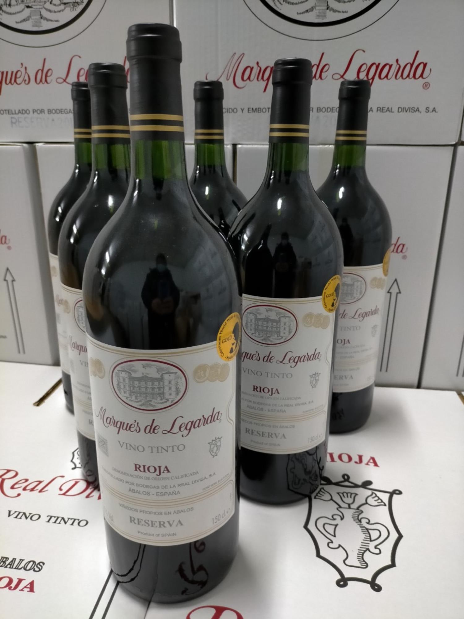 6 magnum bottles (1.5 liters) of Marques de Legarda Reserva 2016 Rioja Tinto.: 6 magnum bottles (1.5 liters) of Marques de Legarda Reserva 2016 Rioja Tinto. Catavinum World Wine & Spirits Competition Gold Medal.