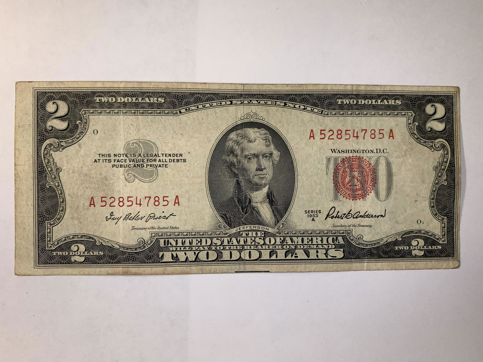 1953 A Two Dollar Note Red Seal ✯$2 Bill: 1953 A Two Dollar Note Red Seal ✯$2 Bill ✯US CURRENCY✯OLD MONEY✯ You will receive the bill pictured upon winning!we will automatically combine shipping at little to no addi