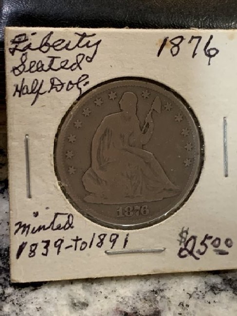 Seated liberty Half 1876: You get the one coin pictured in two lighting conditions! It is same coin u only get one coin GRADES ON THE SLEEVES ARE FROM THE PREVIOUS COLLECTOR/OWNER. I MAKE NO CLAIM OR HAVE NO KNOWLEDGE OF COINS