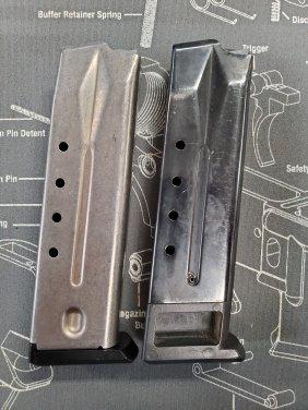 2 Ruger p-series 9mm mags oem and aftermarket: 2 Ruger p-series 9mm mags! one is oem and the other is aftermarket. untested but they look like they're in good shape to me..WE WILL COMBINE SHIPPING