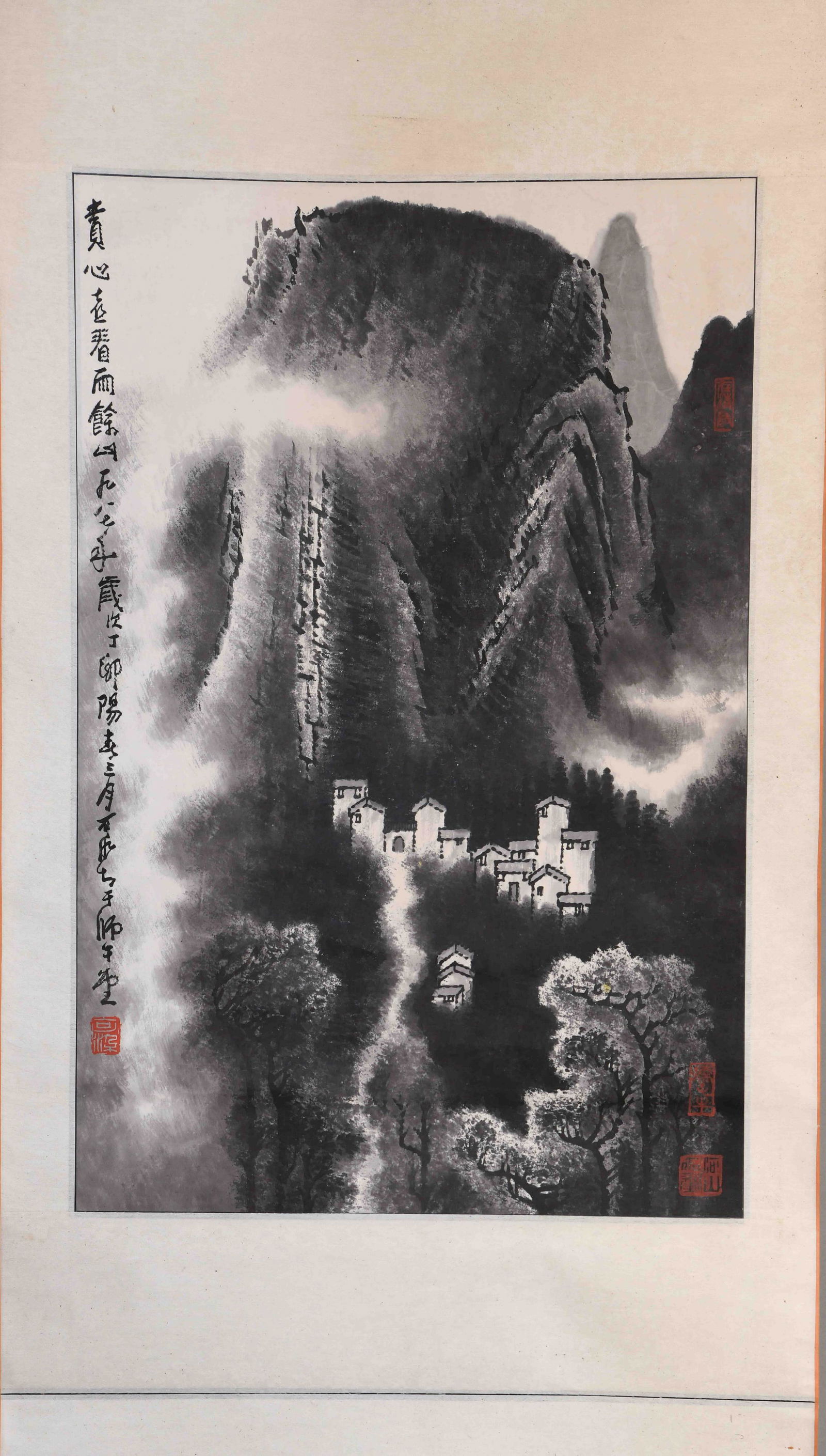 A CHINESE PAINTING, LI KERAN MARK: A Chinese ink wash painting by Li Keran. Depicting a mountain view after the rain, fresh and vivid. Once named as Li Yongshun, born in Jiangsu province. Learning from the well-known artist Qi Baishi,