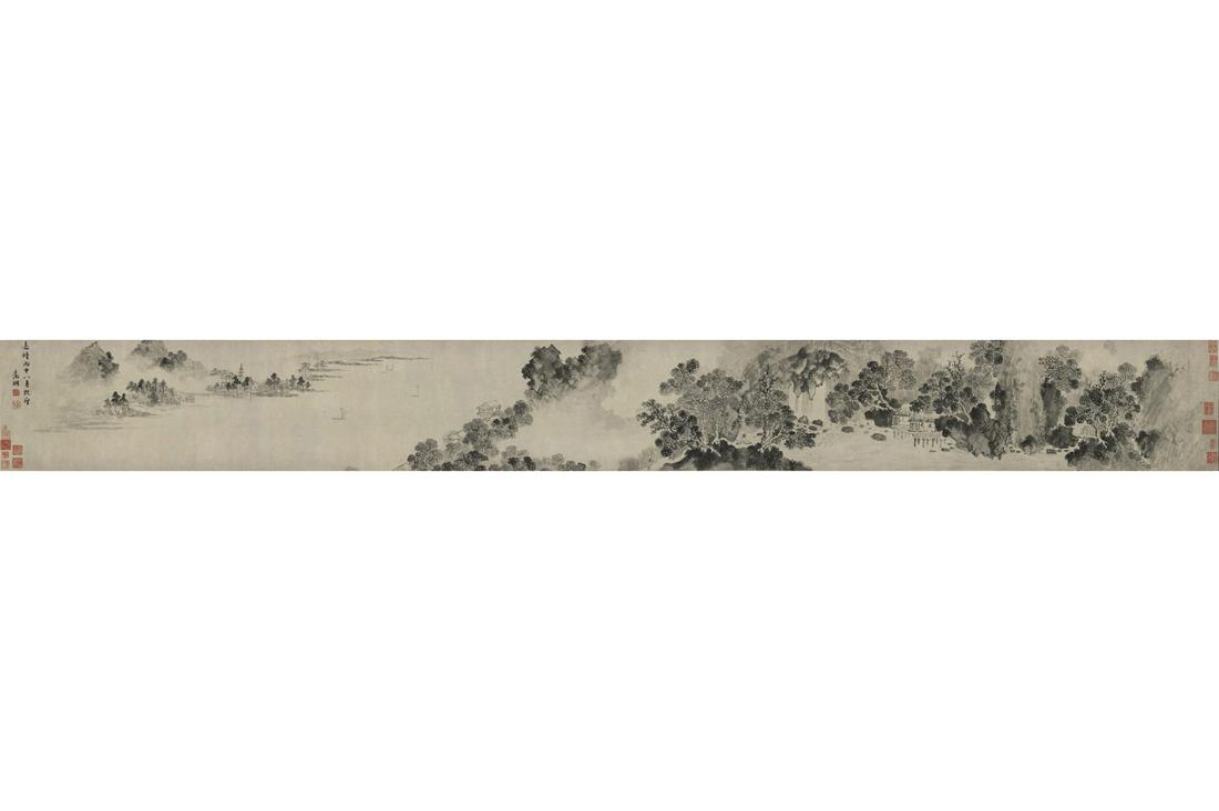 A CHINESE LANDSCAPE PAINTING HAND SCROLL, WEN ZHENGMING (1 of 5)