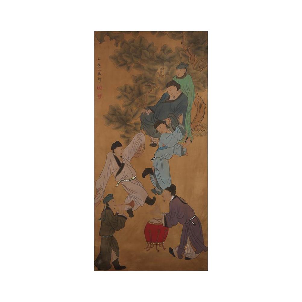 A CHINESE PAINTING SILK SCROLL, GAIQI MARK (1 of 9)