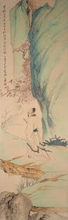 A CHINESE PAINTING SCROLL, ZHANG DAQIAN MARK: A Chinese Painting Scroll, Zhang Daqian Mark. Length: 147cm, Width: 45.3cm,