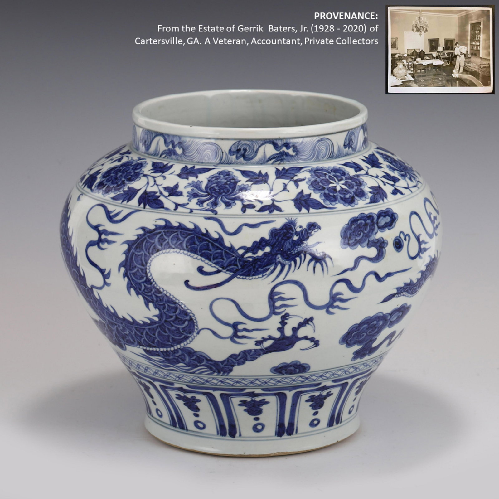 YUAN BLUE & WHITE DRAGON JAR (1 of 9)