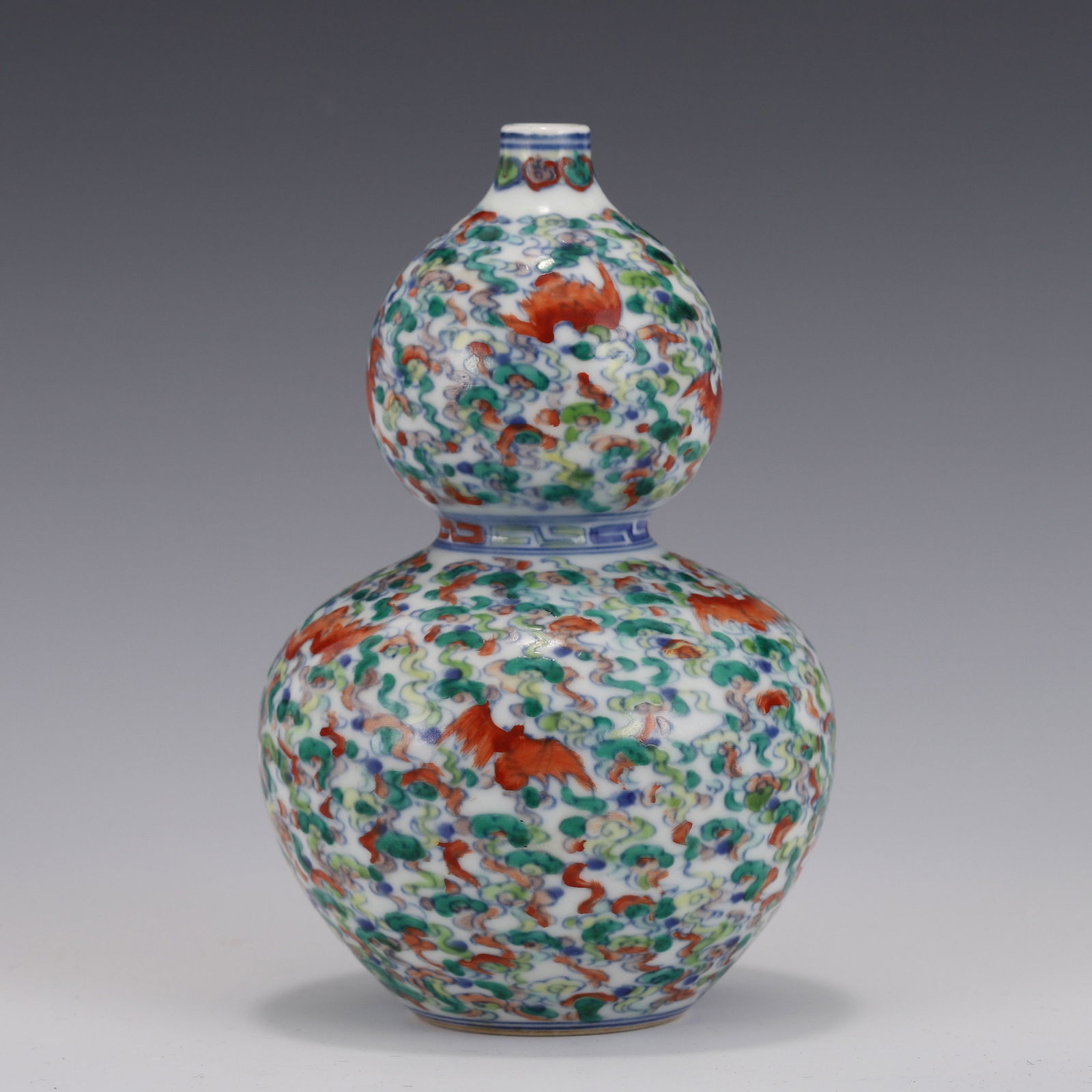 DOUCAI FUBAT & RUYI CLOUDS PORCELAIN DOUBLE GOURD (1 of 9)